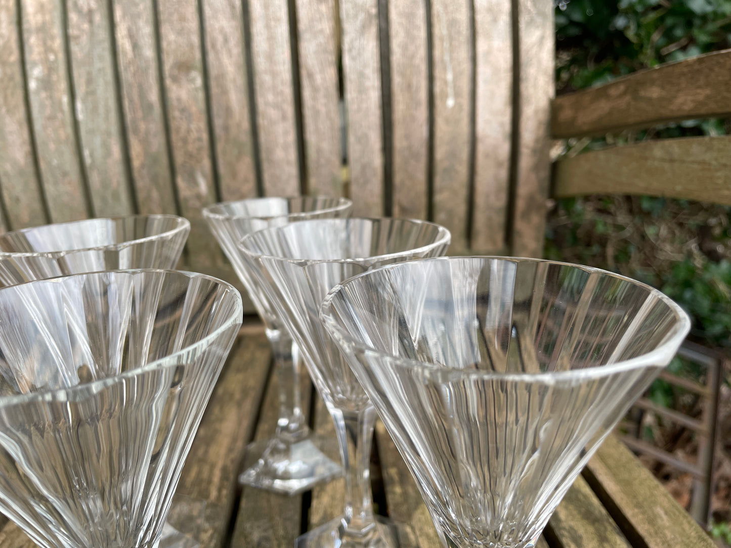 Set of 6 Vintage Leo Moser Crystal Glasses Thomas Pattern Hand Cut Stemware c1965 Martini Cocktail Glasses Art Deco Revival 16cm