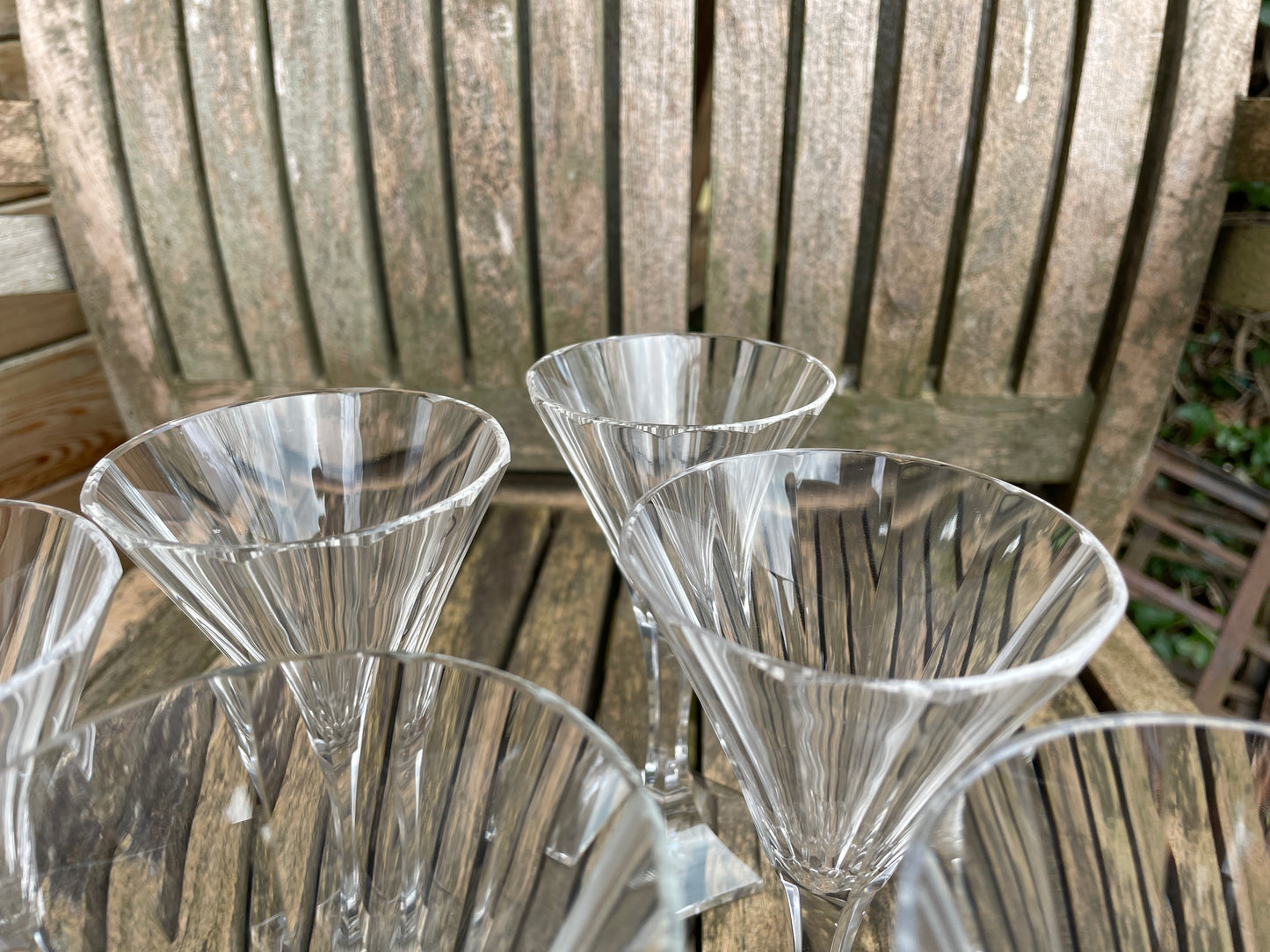 Set of 6 Vintage Leo Moser Crystal Glasses Thomas Pattern Hand Cut Stemware c1965 Martini Cocktail Glasses Art Deco Revival 16cm