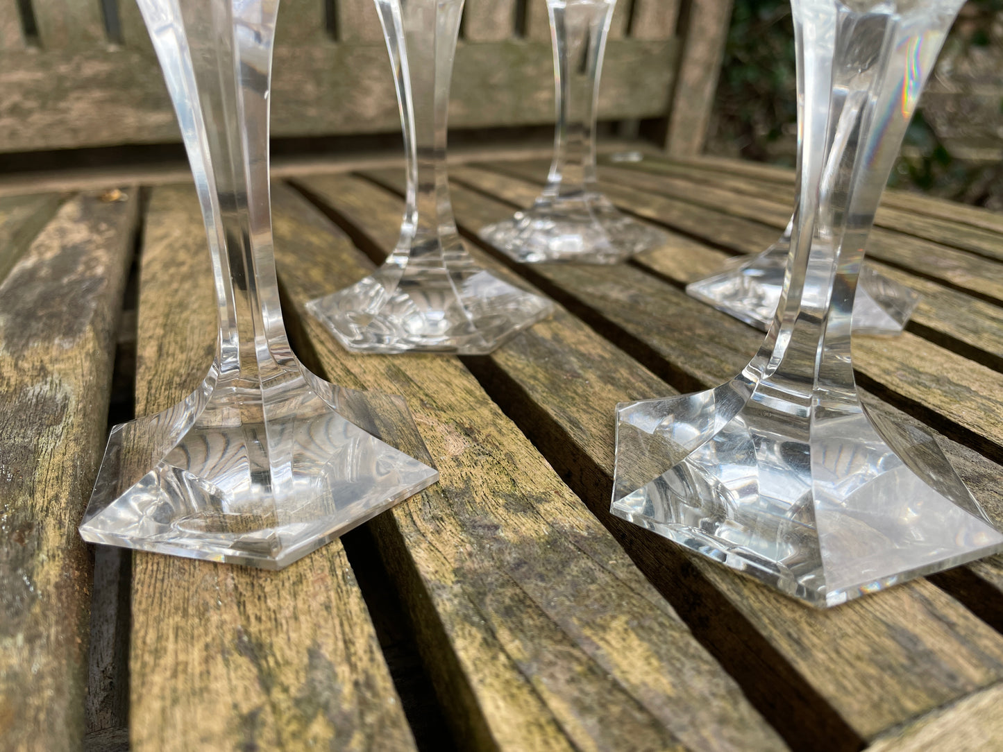 Set of 6 Vintage Leo Moser Crystal Glasses Thomas Pattern Hand Cut Stemware c1965 Martini Cocktail Glasses Art Deco Revival 16cm