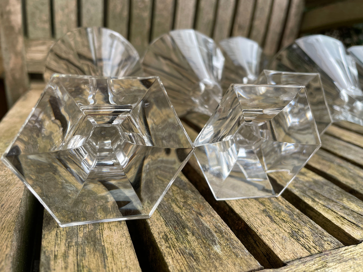 Set of 6 Vintage Leo Moser Crystal Glasses Thomas Pattern Hand Cut Stemware c1965 Martini Cocktail Glasses Art Deco Revival 16cm