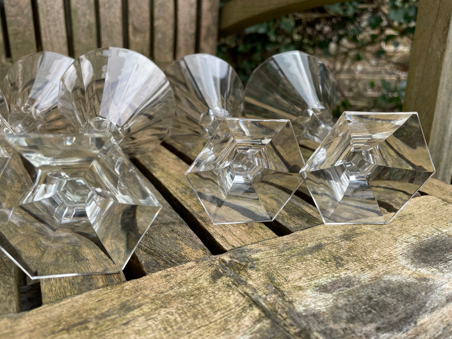 Set of 6 Vintage Leo Moser Crystal Glasses Thomas Pattern Hand Cut Stemware c1965 Martini Cocktail Glasses Art Deco Revival 16cm