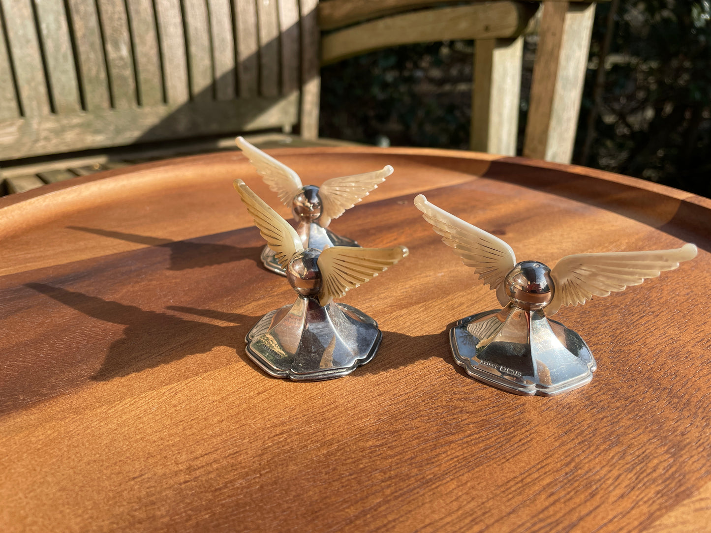 Rare Hallmarked Sterling Silver and Mother of Pearl Knife Rests by James Dixon and Sons