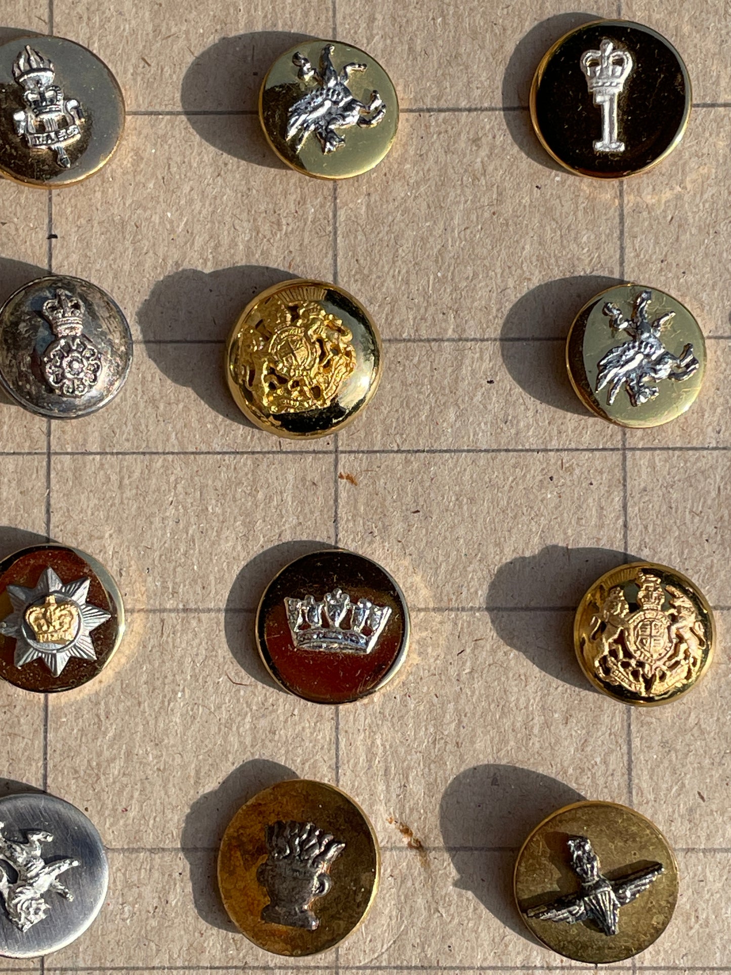 Military buttons and badges  - 36 in total