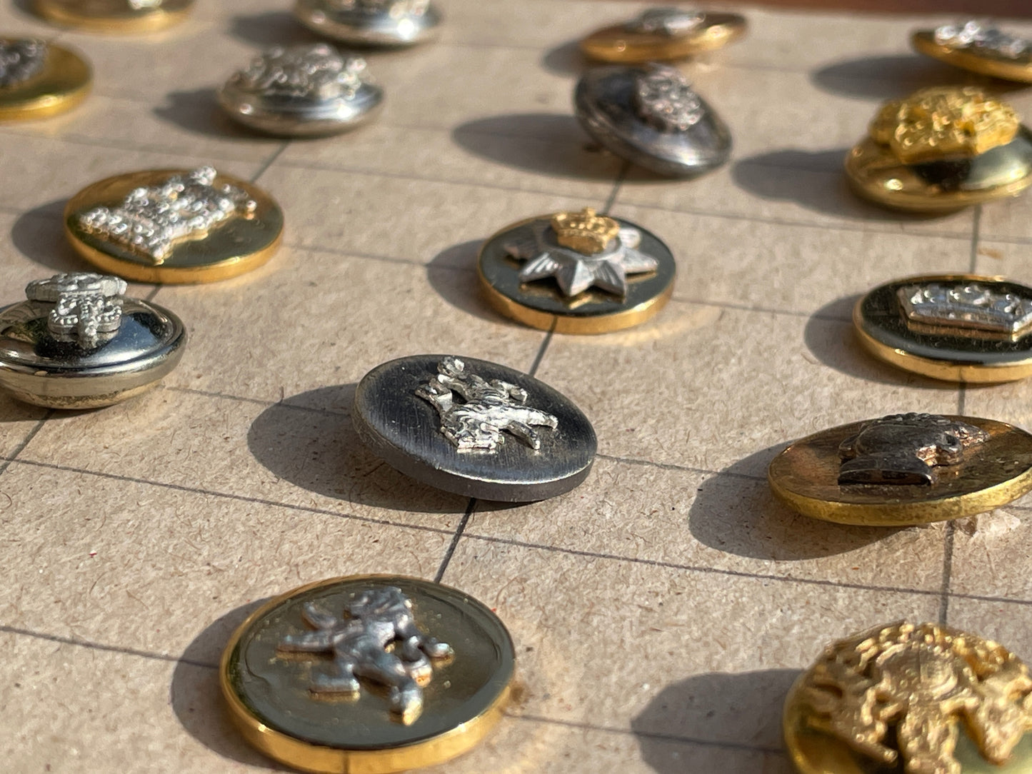 Military buttons and badges  - 36 in total