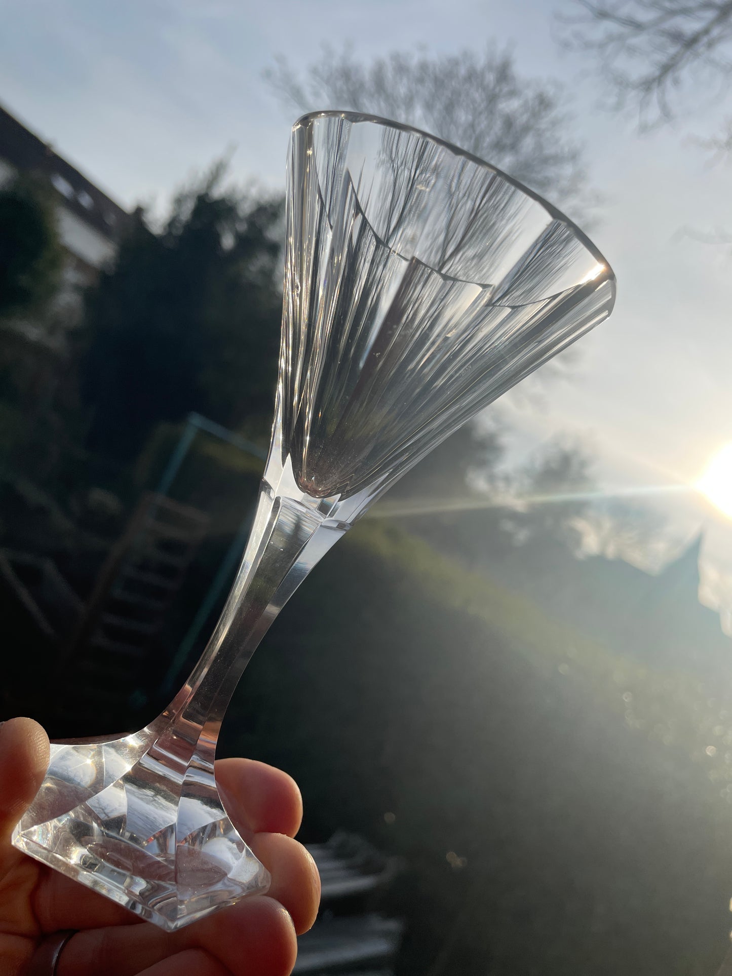 Set of 6 Vintage Leo Moser Crystal Glasses Thomas Pattern Hand Cut Stemware c1965 Martini Cocktail Glasses Art Deco Revival 16cm