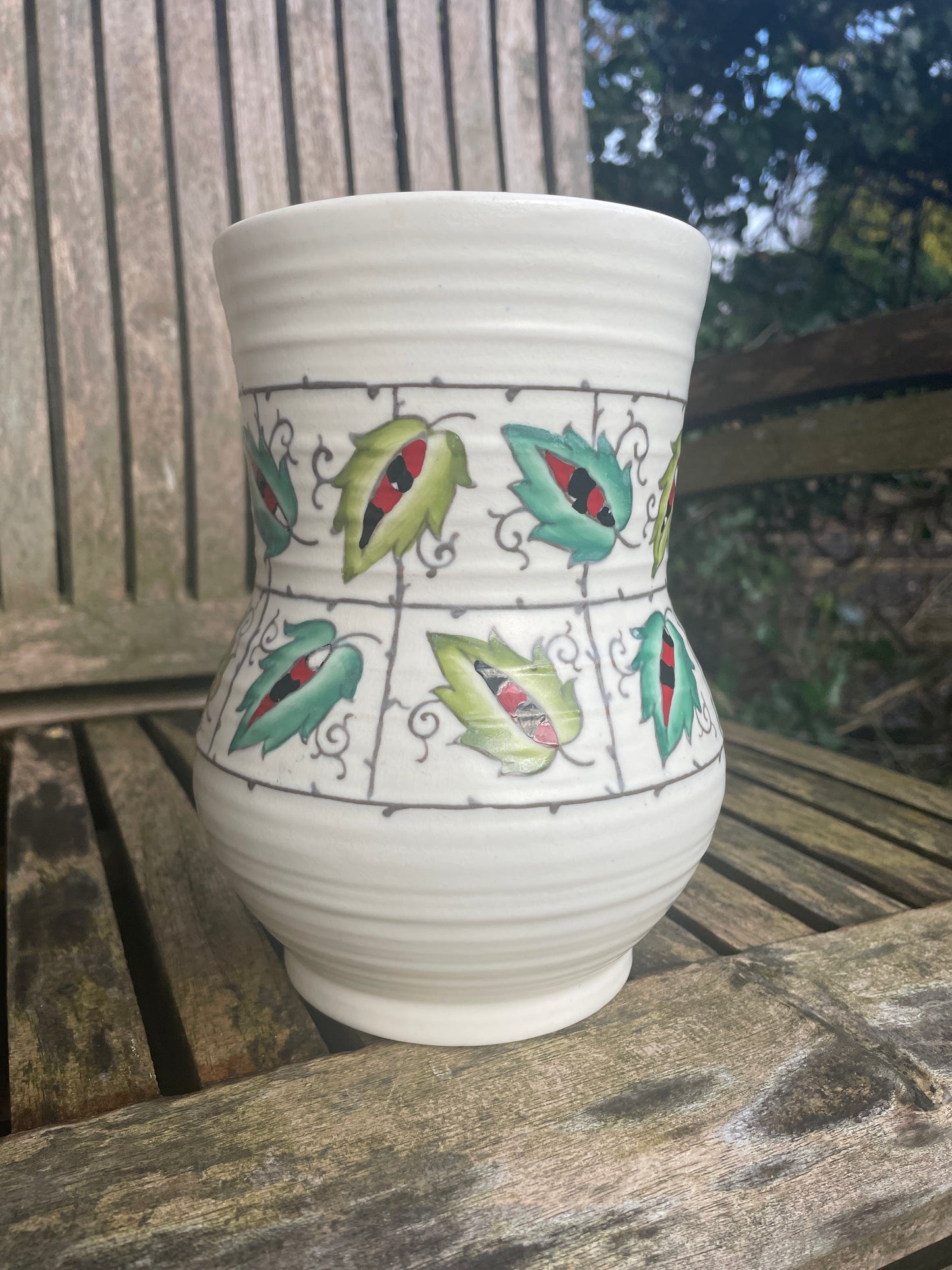 Art Deco Charlotte Rhead for Crown Ducal vase - Leaf and Trellis pattern