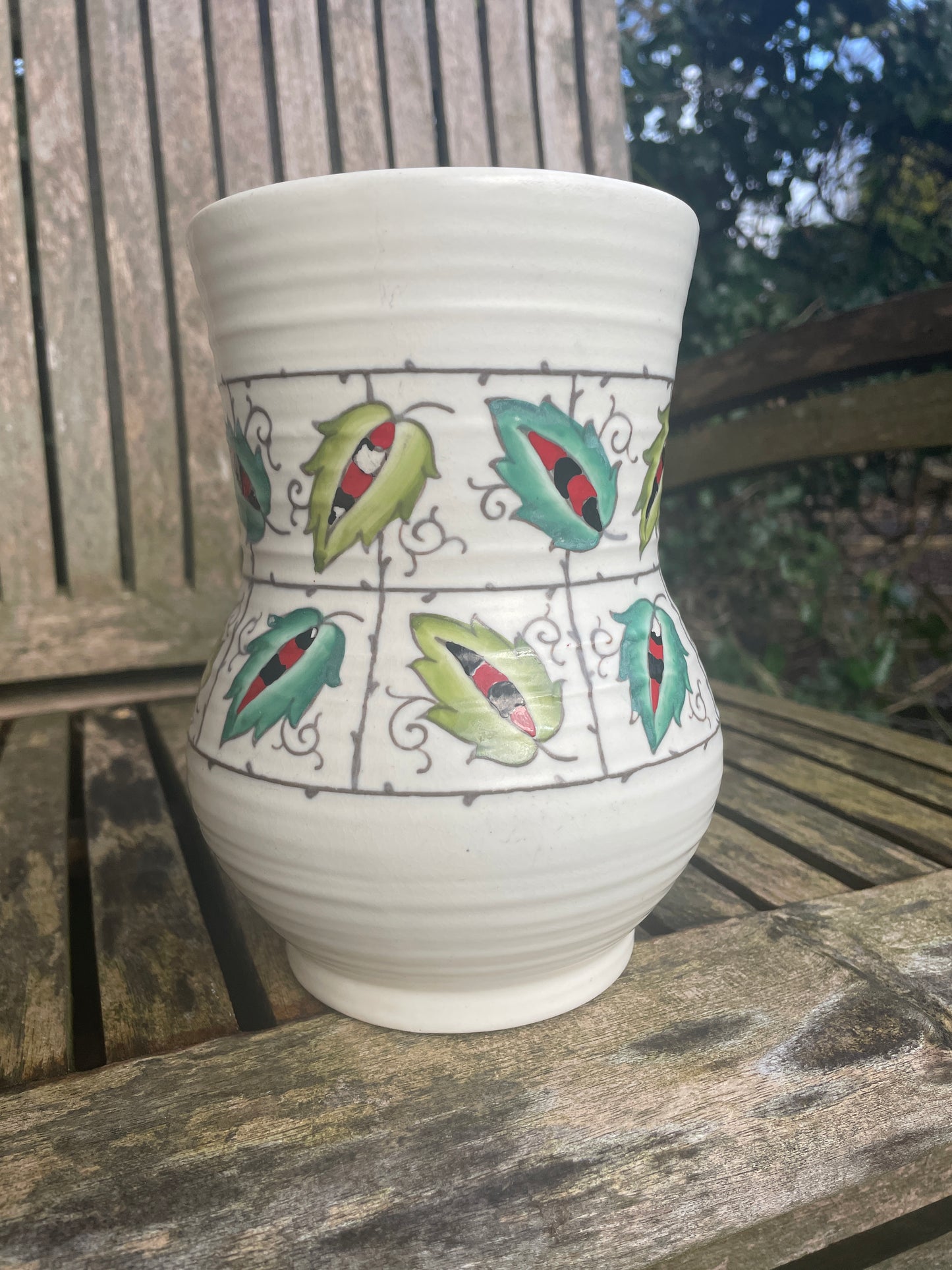 Art Deco Charlotte Rhead for Crown Ducal vase - Leaf and Trellis pattern