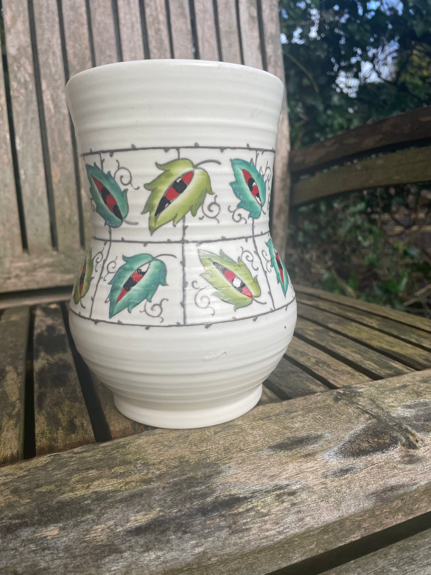 Art Deco Charlotte Rhead for Crown Ducal vase - Leaf and Trellis pattern