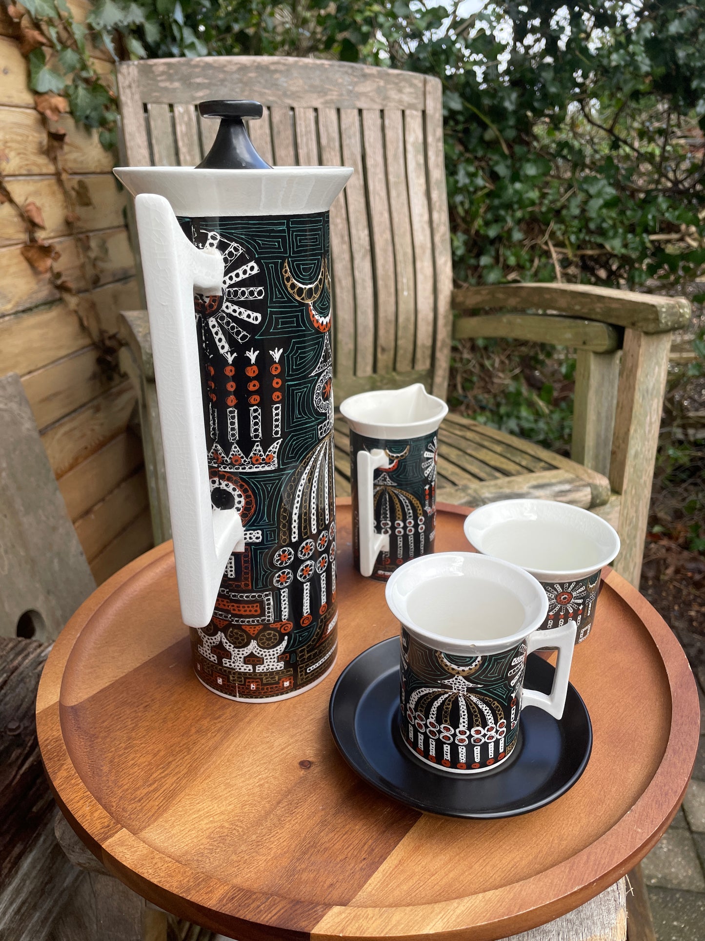 Portmeirion Pottery Magic City pattern coffee set by Susan Williams Ellis