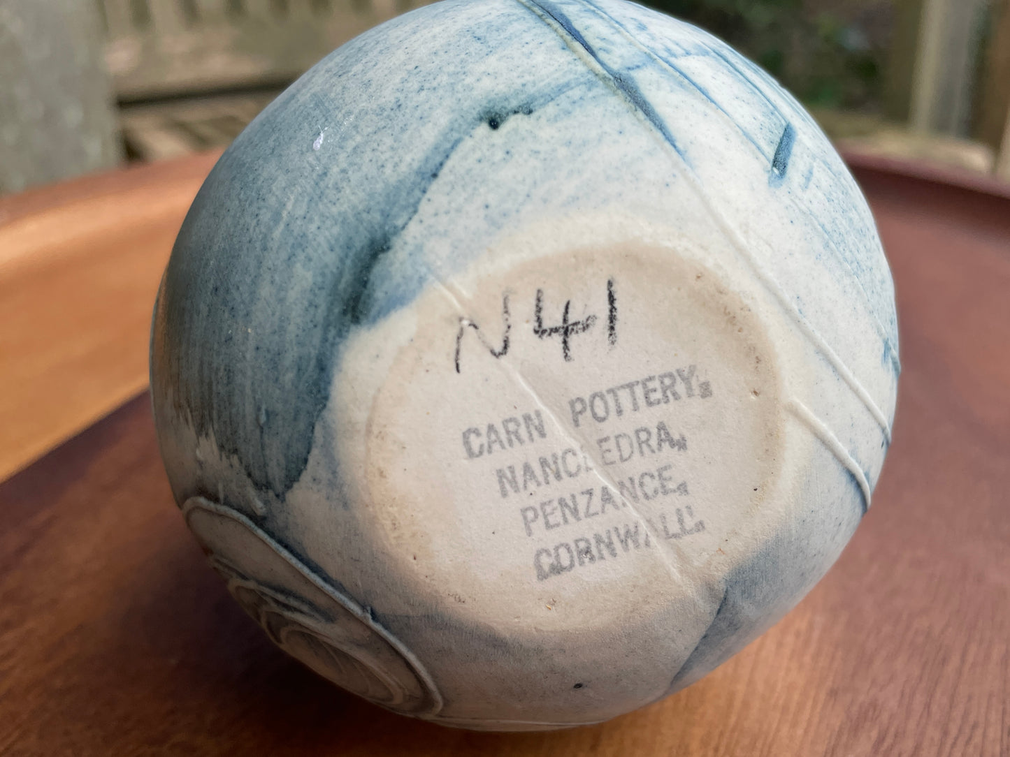 Carn Pottery pot vase by John Beusman with printed marks 14cm tall