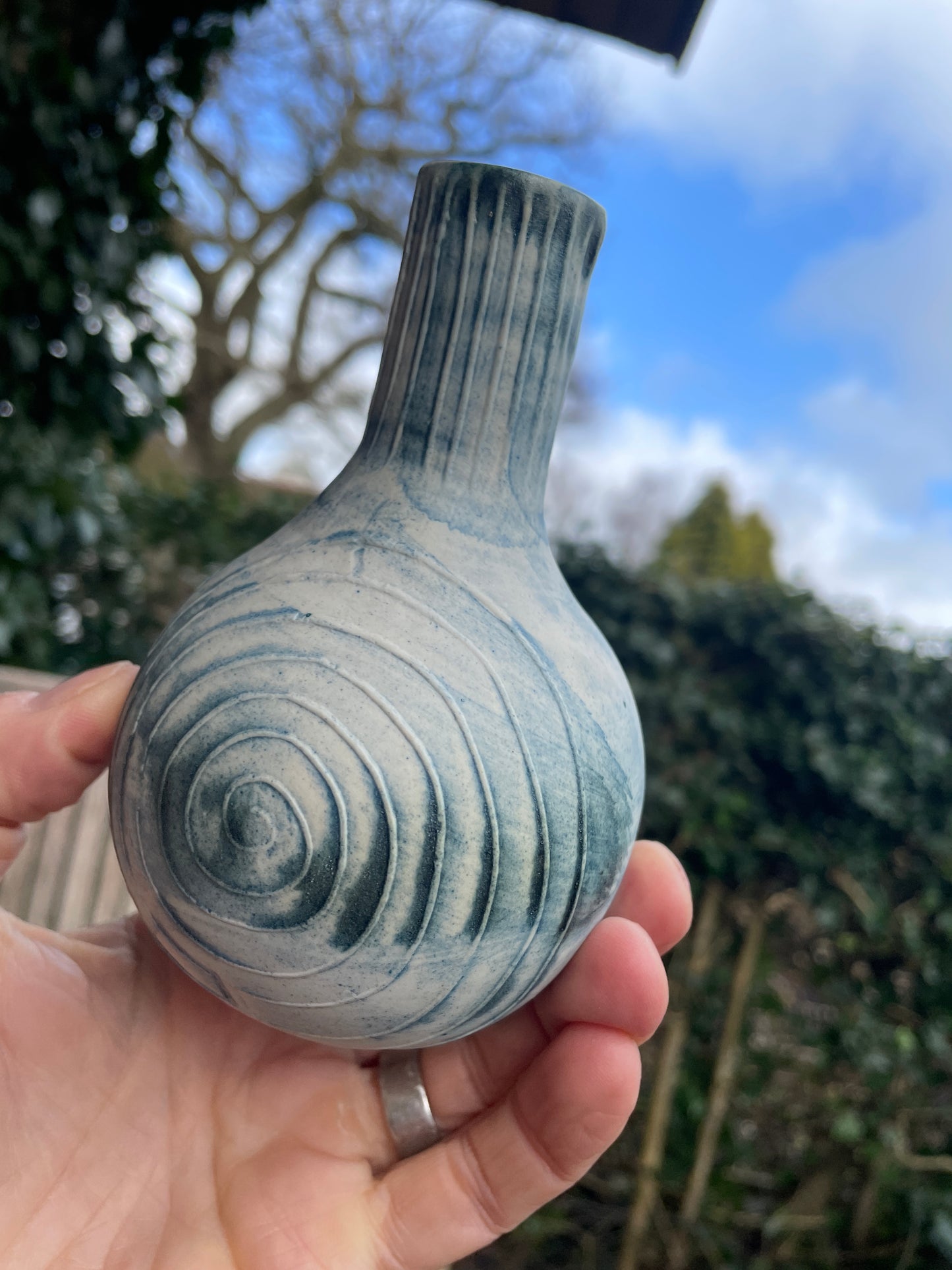 Carn Pottery pot vase by John Beusman with printed marks 14cm tall