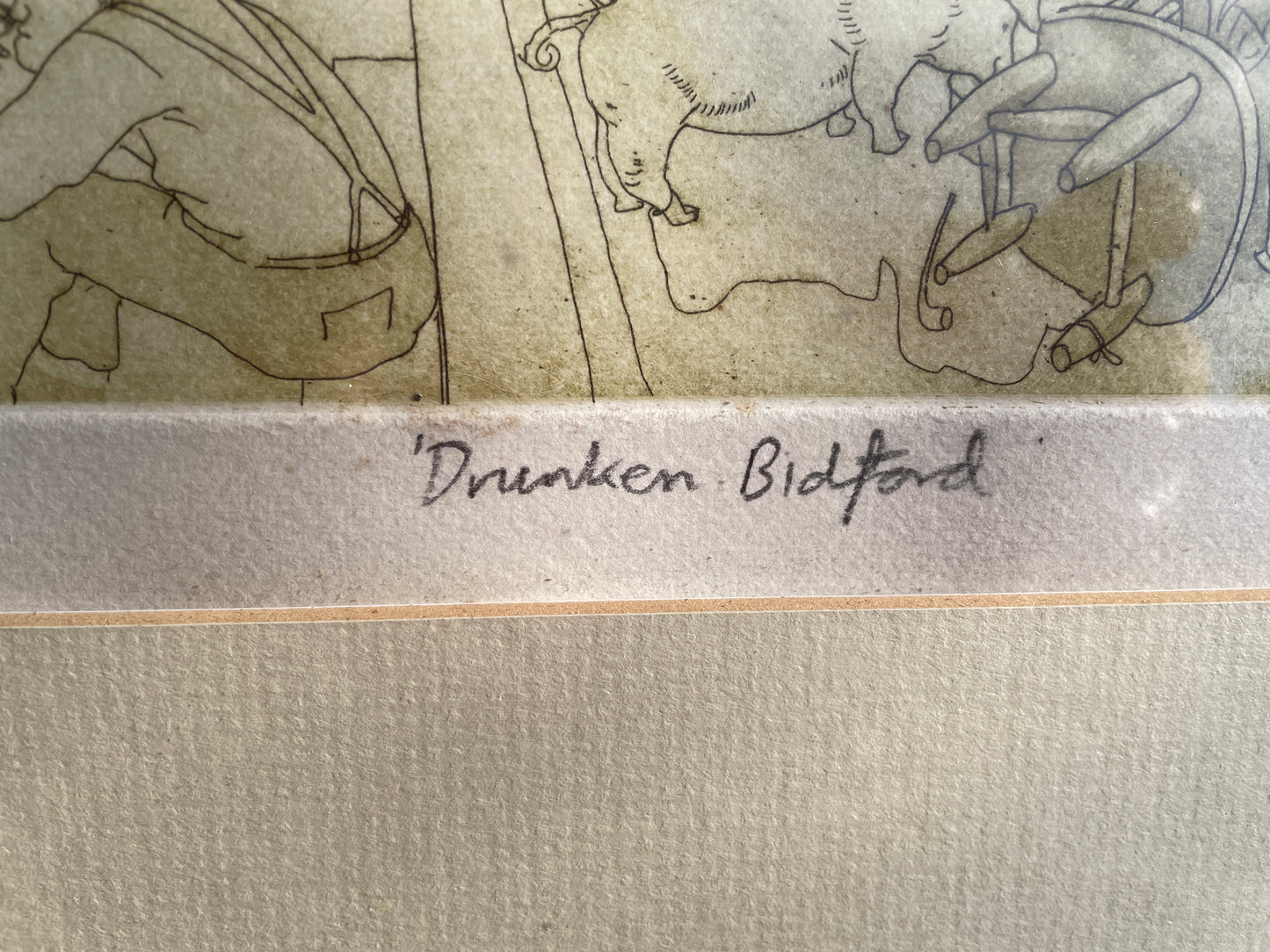 Chris Orr limited edition titled Drunken Bidford - signed 1971 - 63x45 frame