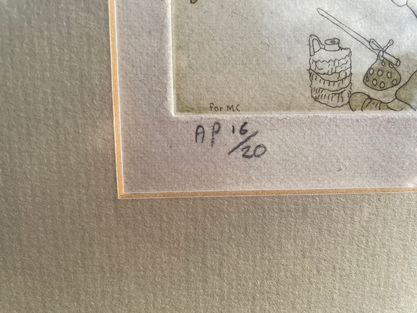 Chris Orr limited edition titled Drunken Bidford - signed 1971 - 63x45 frame