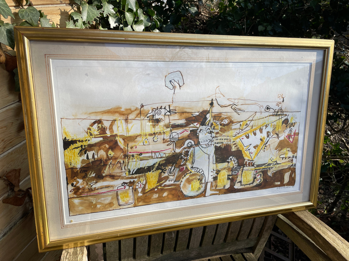 Original Russell J Frampton mixed media (B.1961) Titled 'Man at Crossroads' - 1988