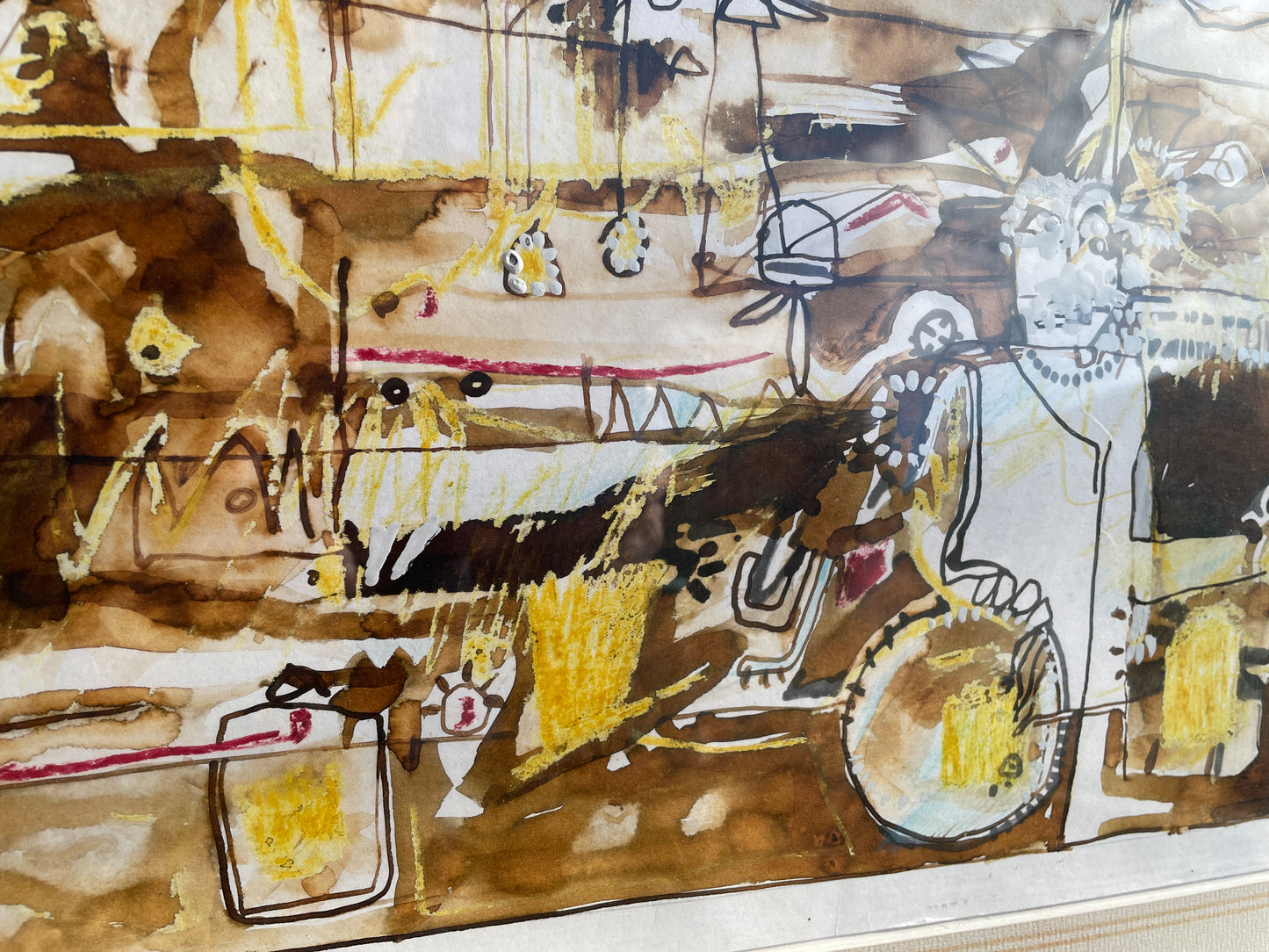 Original Russell J Frampton mixed media (B.1961) Titled 'Man at Crossroads' - 1988