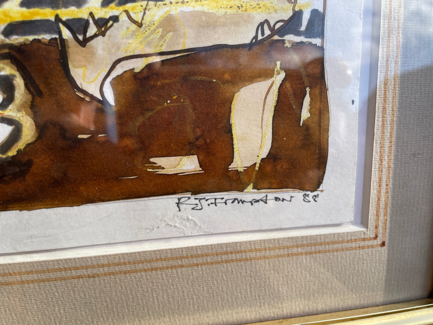 Original Russell J Frampton mixed media (B.1961) Titled 'Man at Crossroads' - 1988