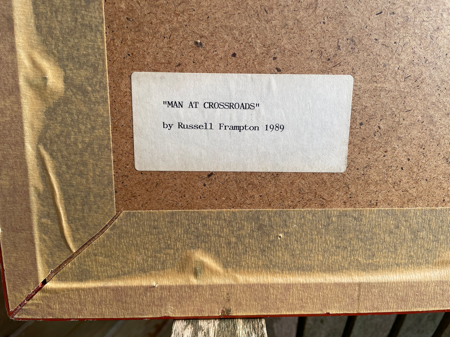 Original Russell J Frampton mixed media (B.1961) Titled 'Man at Crossroads' - 1988