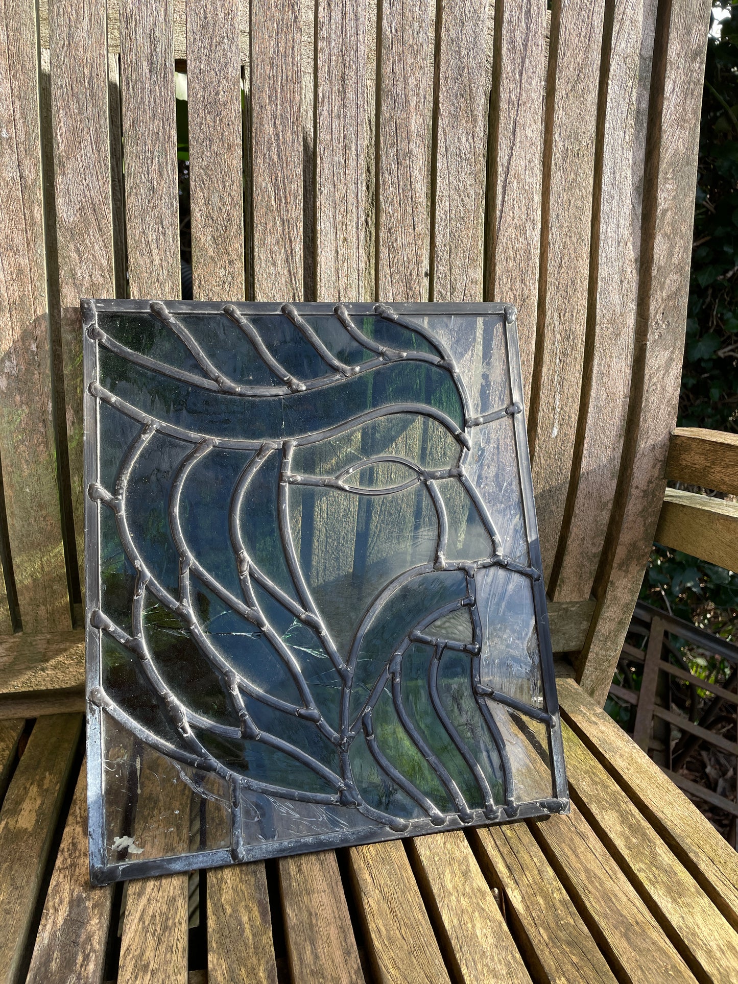 The Green man stained glass lead light 26x30cm