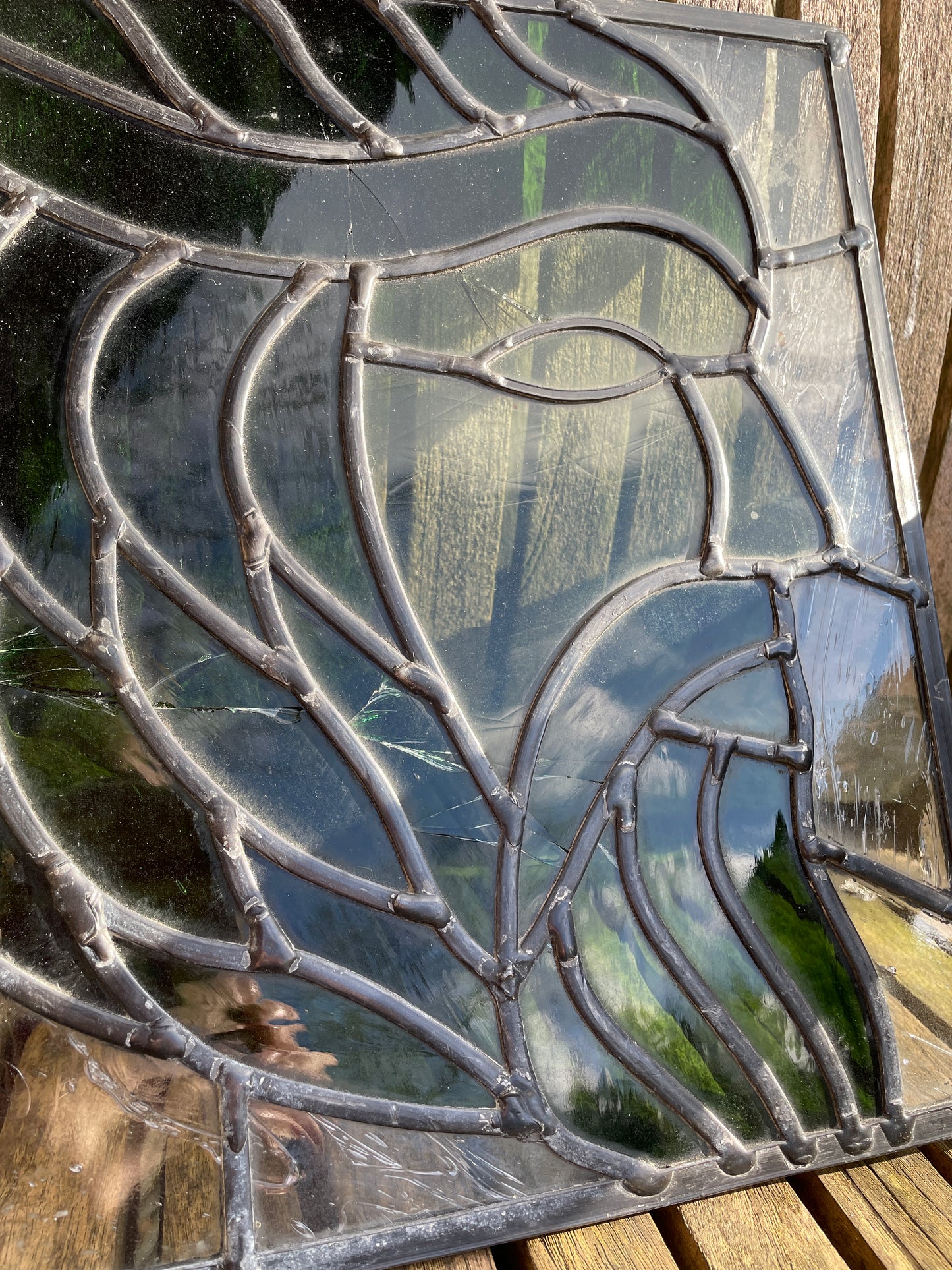 The Green man stained glass lead light 26x30cm