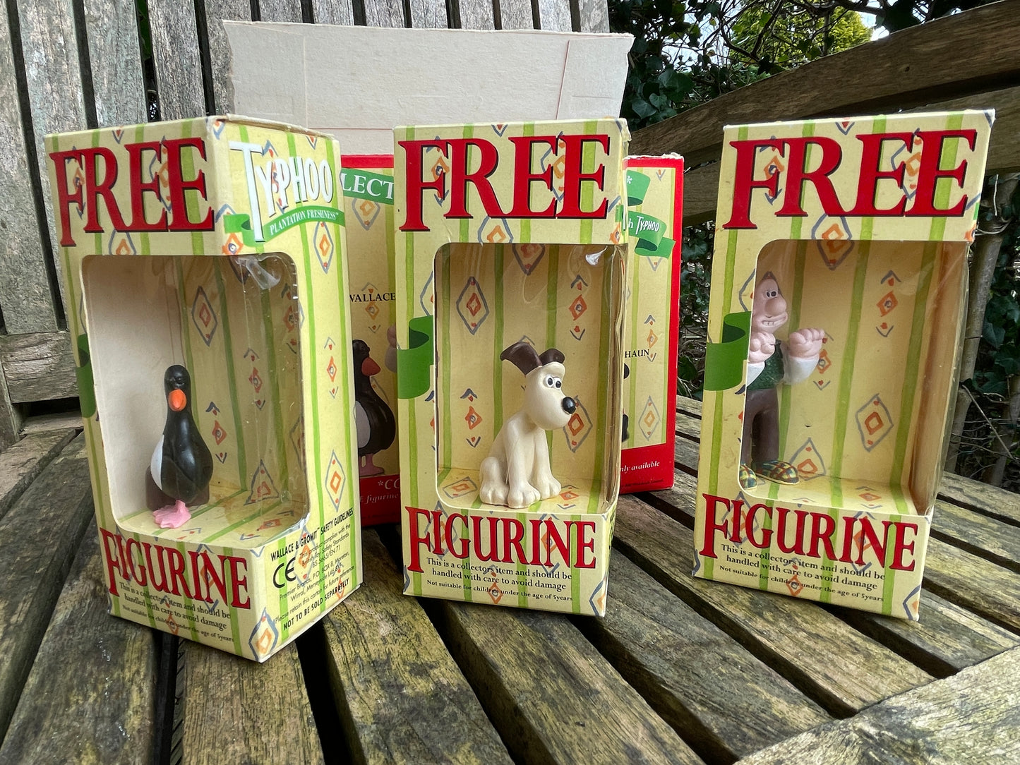 Feathers Mc Graw etc - Wallace and Gromit characters in original boxes in original Typhoo tea box