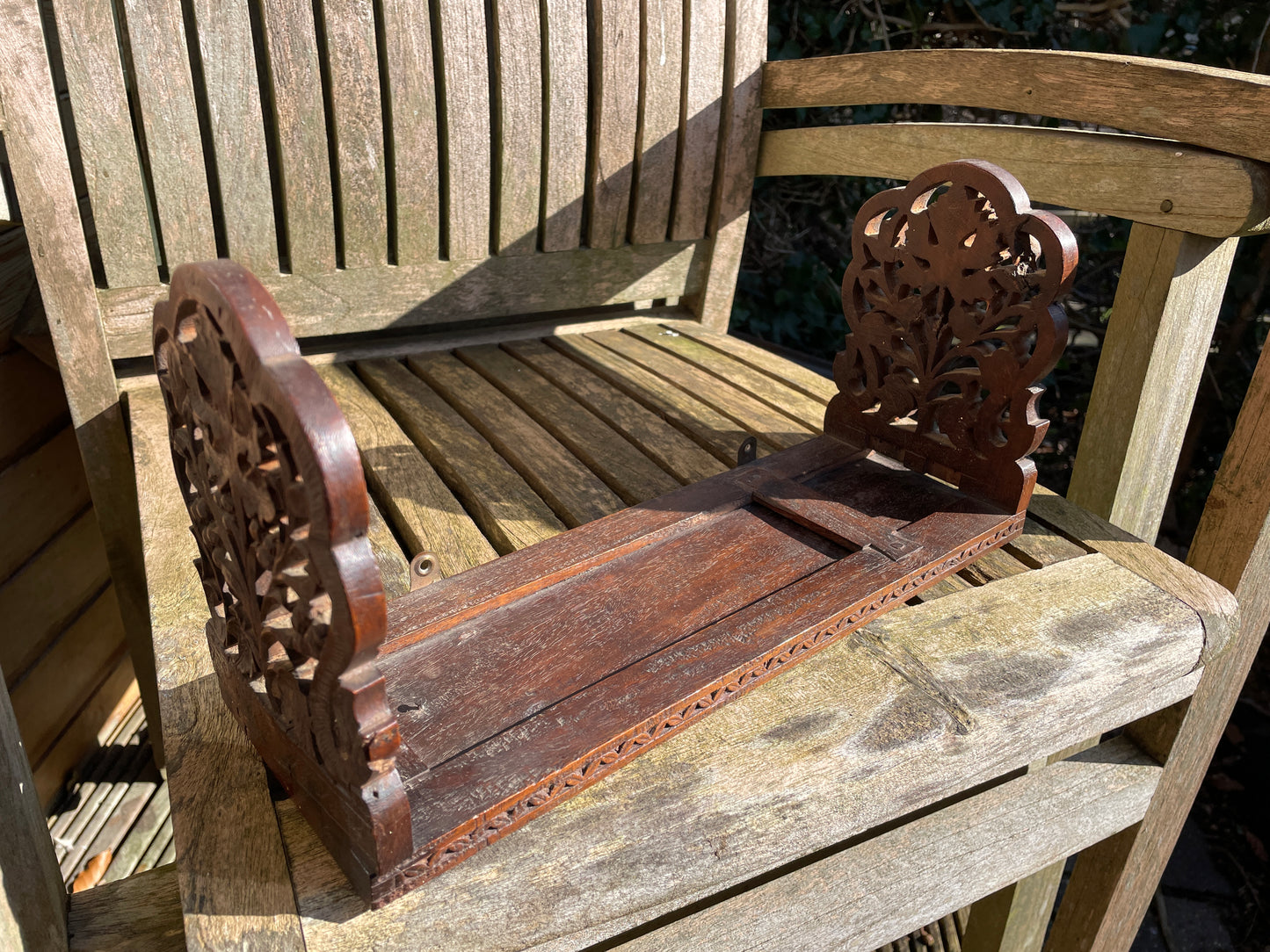Ornate hand carved book slide shelf 33.5cm long