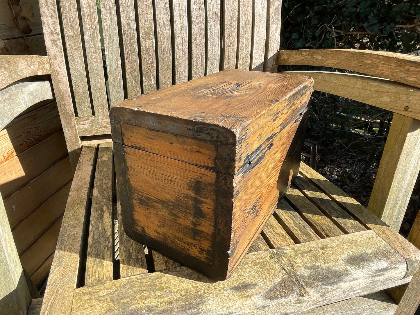 Victorian lockable chapel pitch pine collection box 28.8 x17x14.5cm