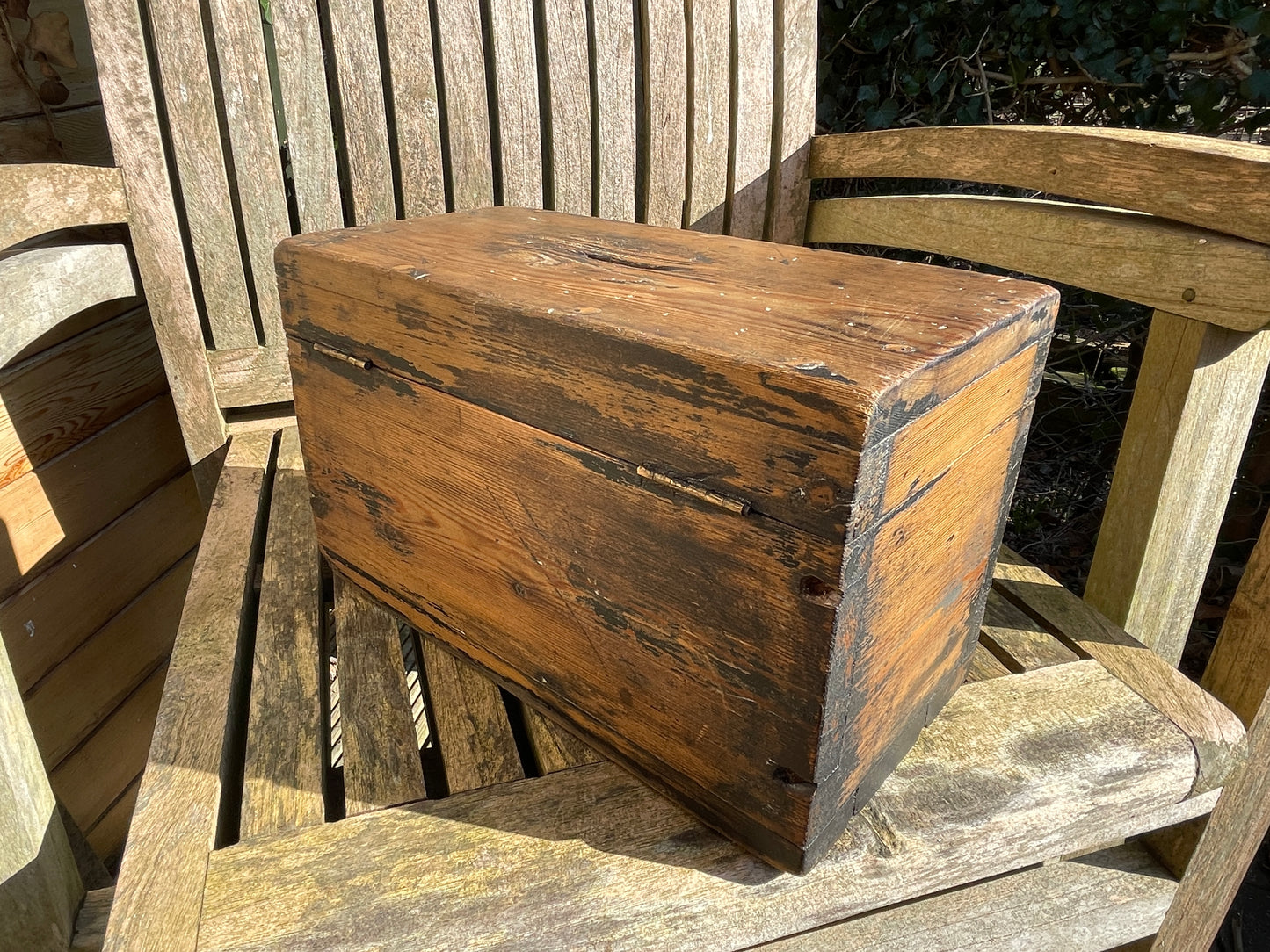 Victorian lockable chapel pitch pine collection box 28.8 x17x14.5cm