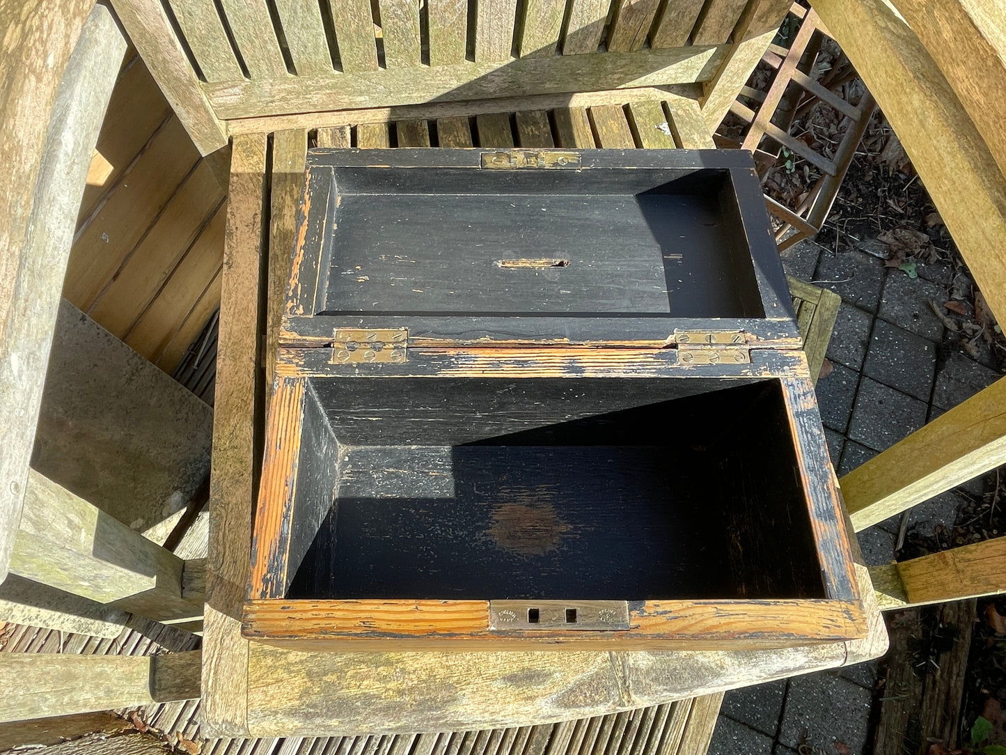 Victorian lockable chapel pitch pine collection box 28.8 x17x14.5cm