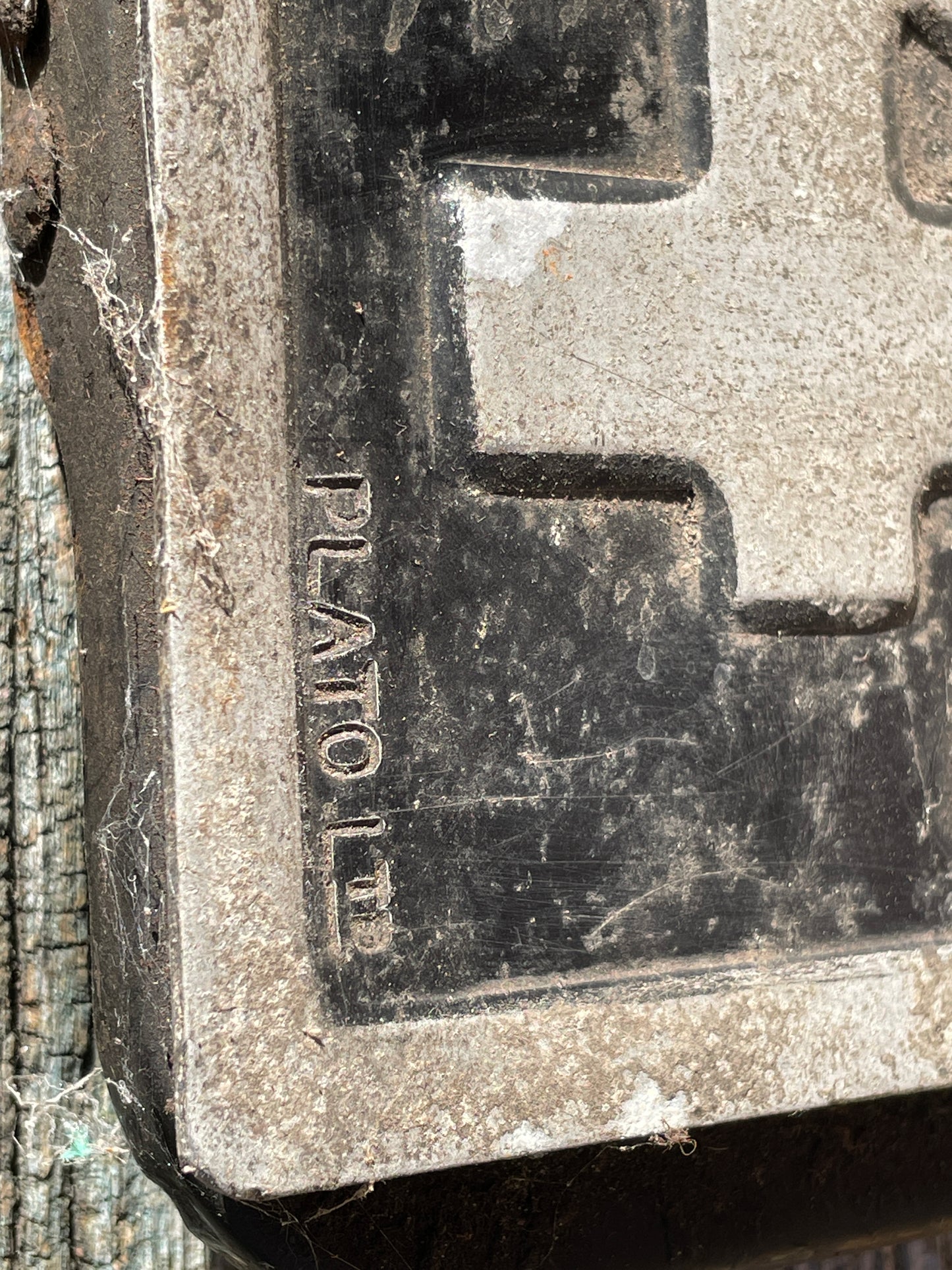 Vintage UK classic car registration plate, unique, novelty, marked PLATO Ltd, man cave must