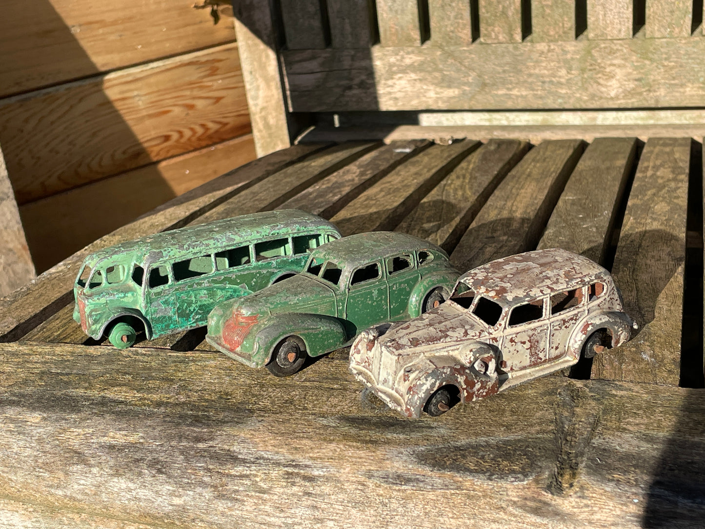 Dinky Toys by Meccano of Liverpool Chrysler, Packard and Single deck Bus toy vehicles