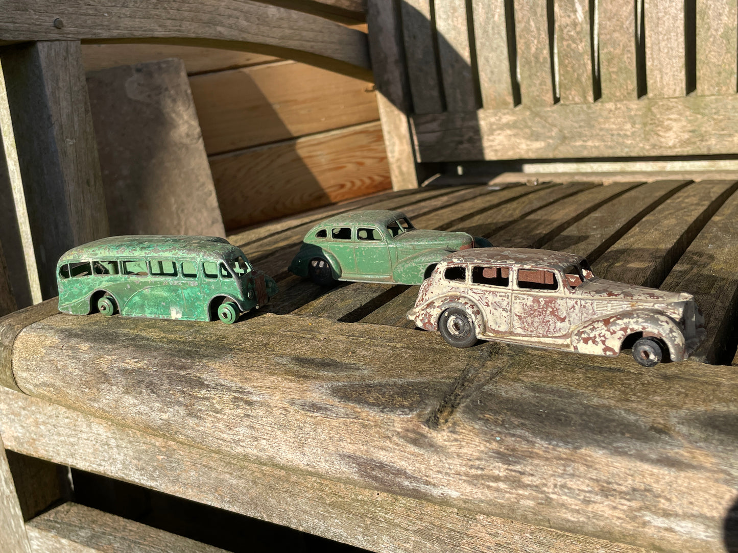 Dinky Toys by Meccano of Liverpool Chrysler, Packard and Single deck Bus toy vehicles
