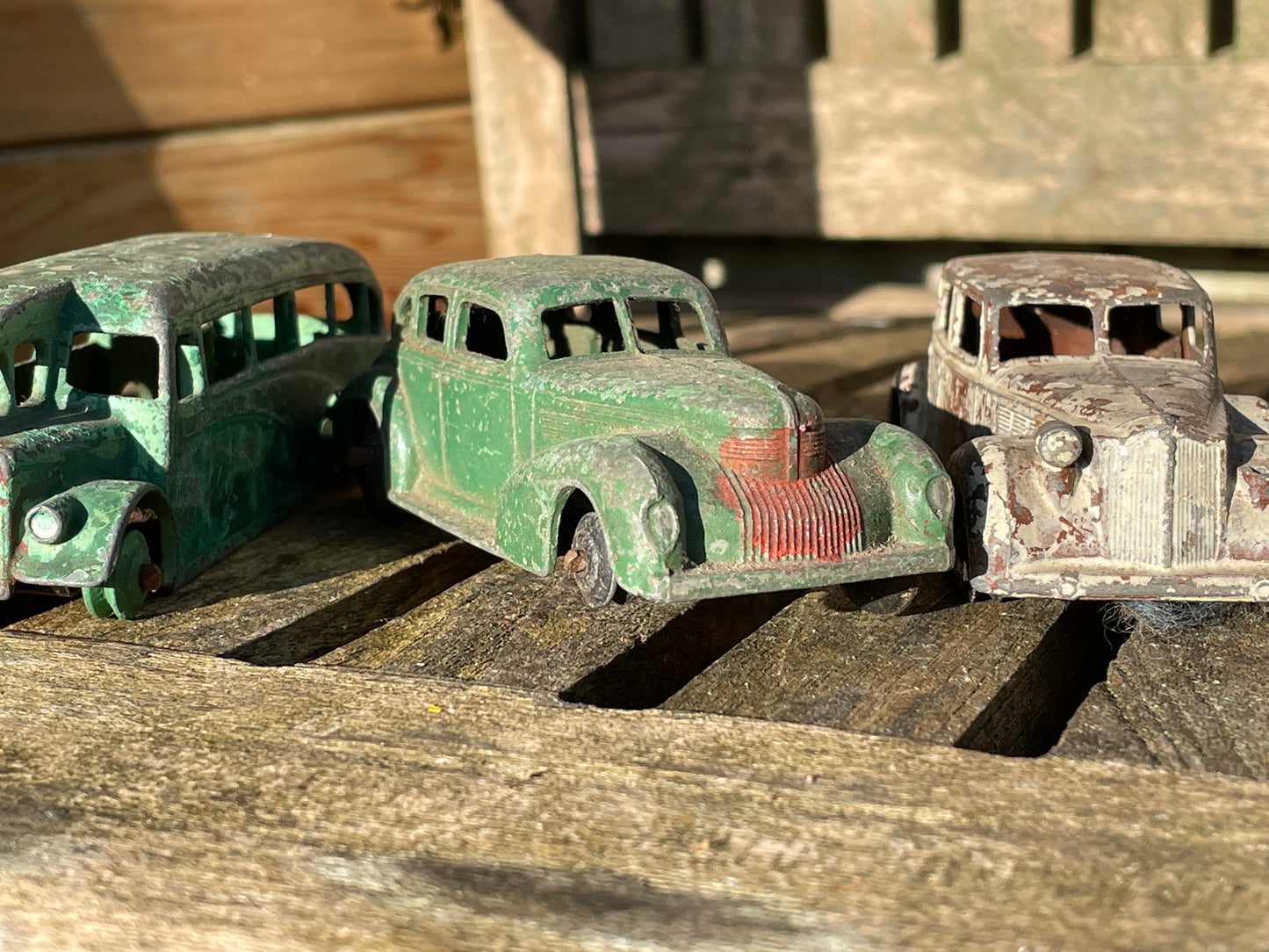Dinky Toys by Meccano of Liverpool Chrysler, Packard and Single deck Bus toy vehicles