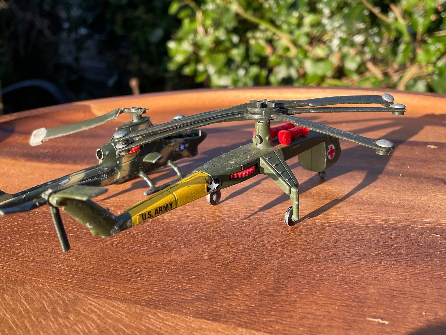Corgi toy helicopters, Sikorsky skycrane and Bell AH-1G - 1970's toys