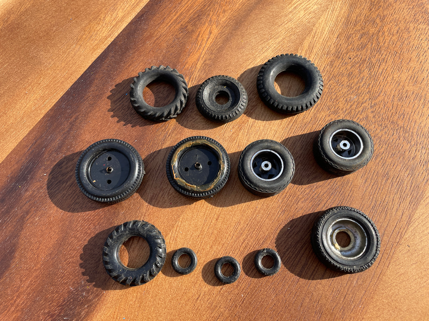 Collection of spare tyres for 60's and 70's Dinky, Corgi, Matchbox, Lesney, vehicles