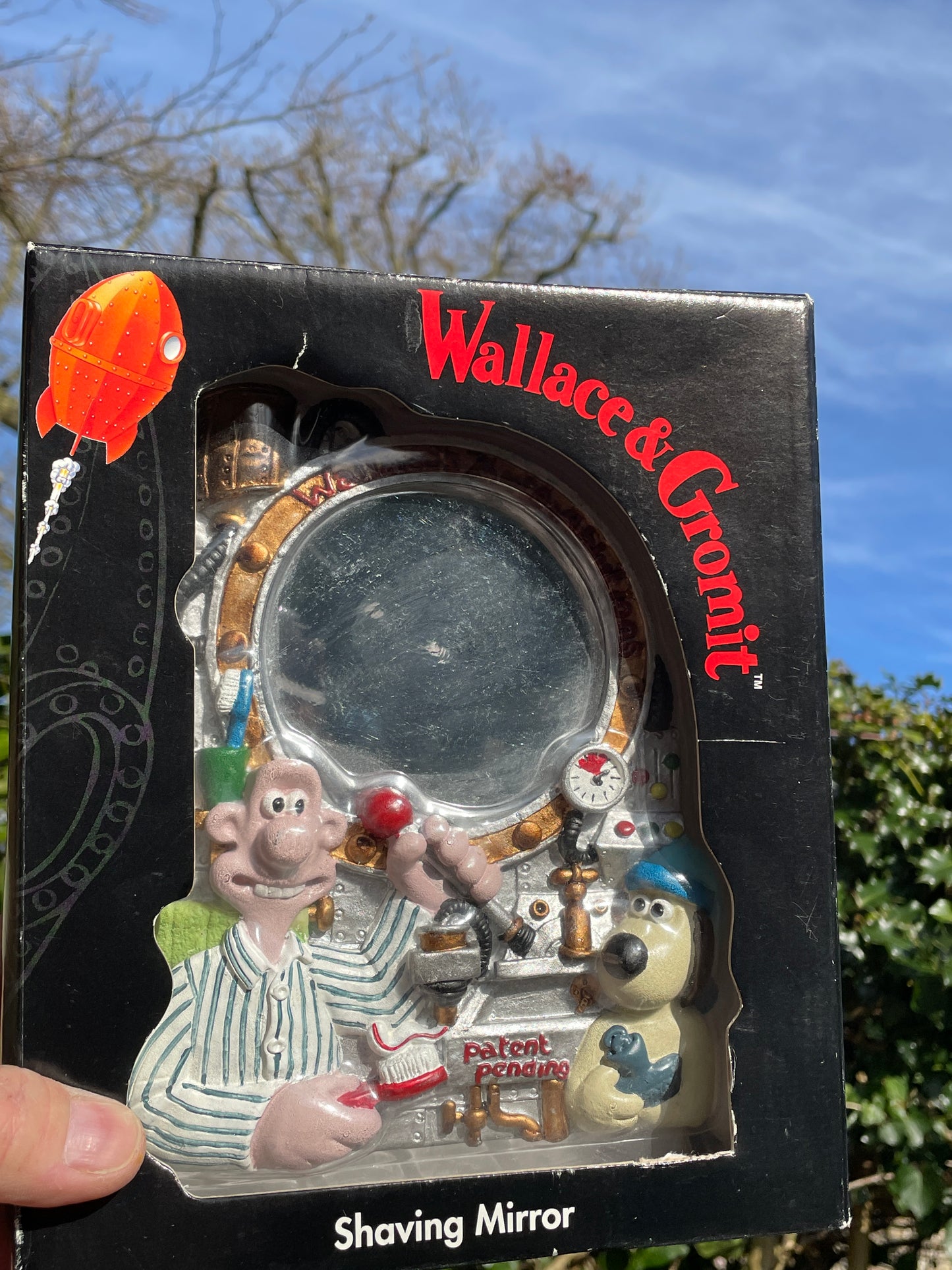 Original Wallace and Gromit shaving mirror in sealed original box approx 19cm tall