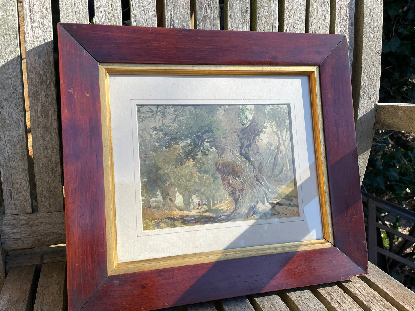 Original signed and framed Watercolour of Sherwood Forest by Joseph Needham 1880 32x28cm frame