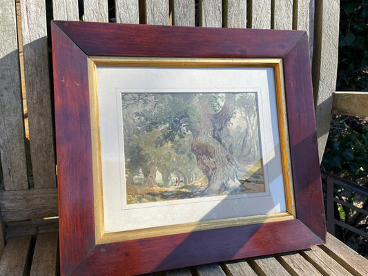 Original signed and framed Watercolour of Sherwood Forest  by Joseph Needham 1880 32x28cm frame