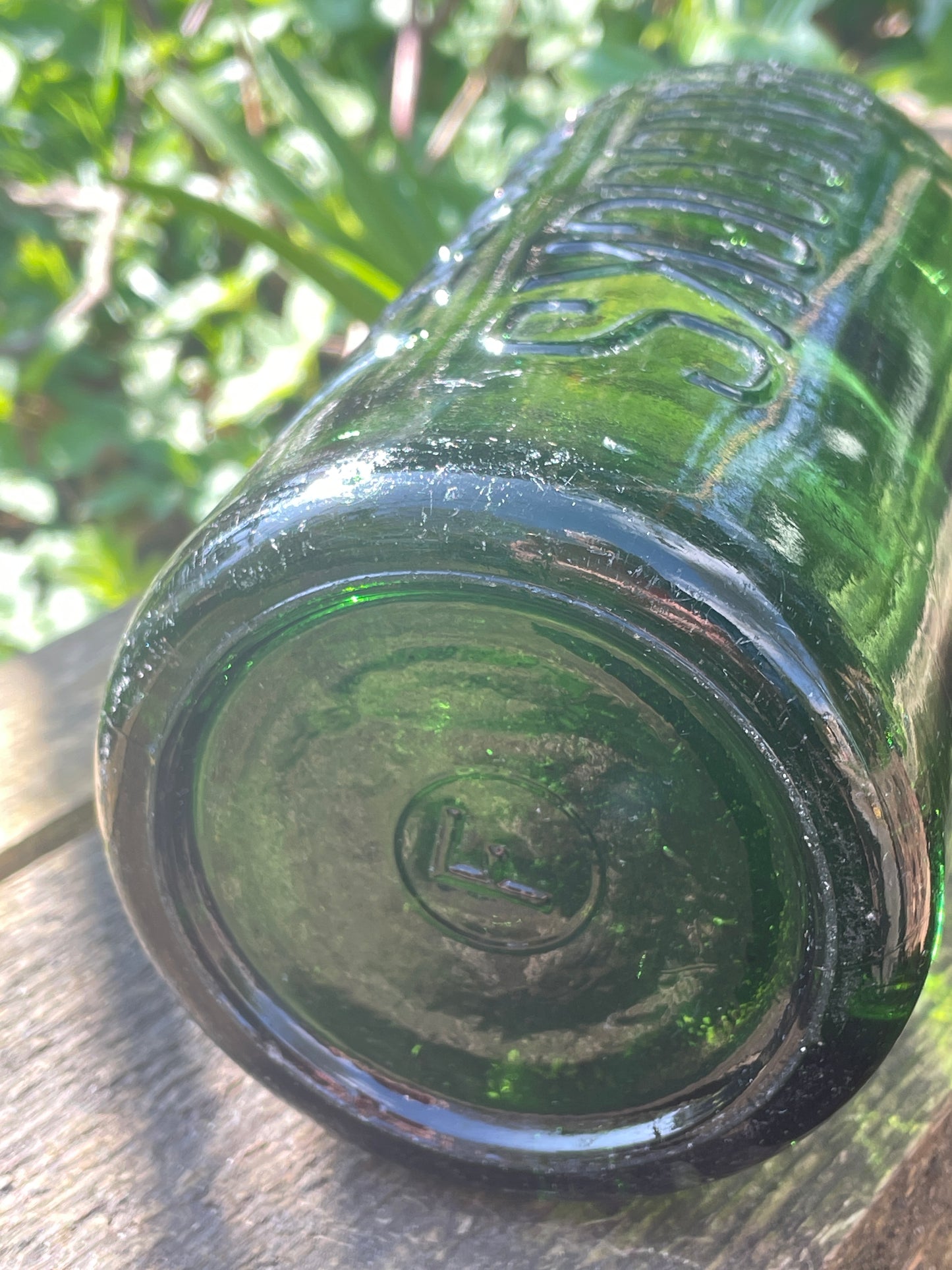 Large Vintage Hancocks Swansea green beer bottle 30cm tall