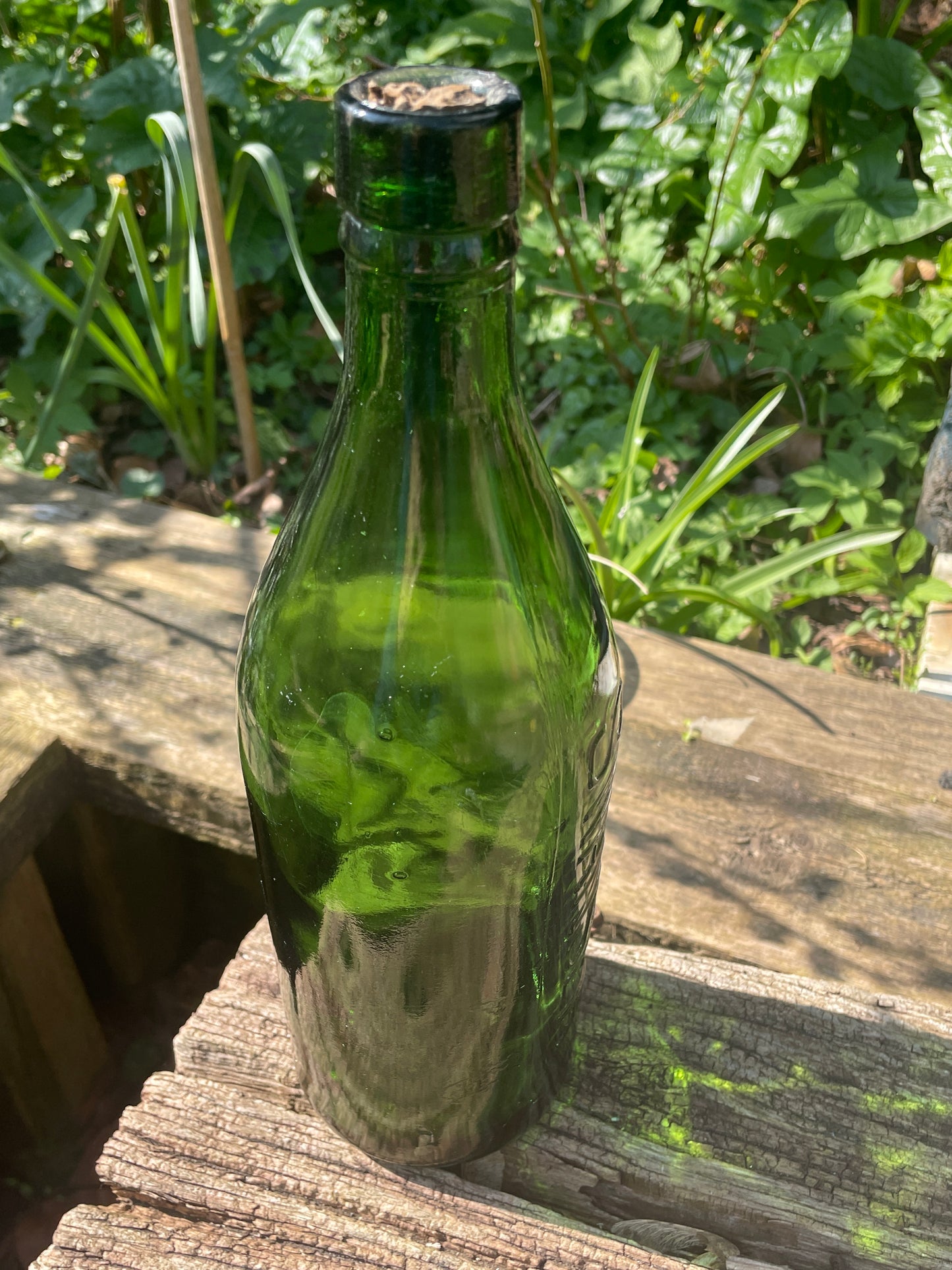 Large Vintage Hancocks Swansea green beer bottle 30cm tall