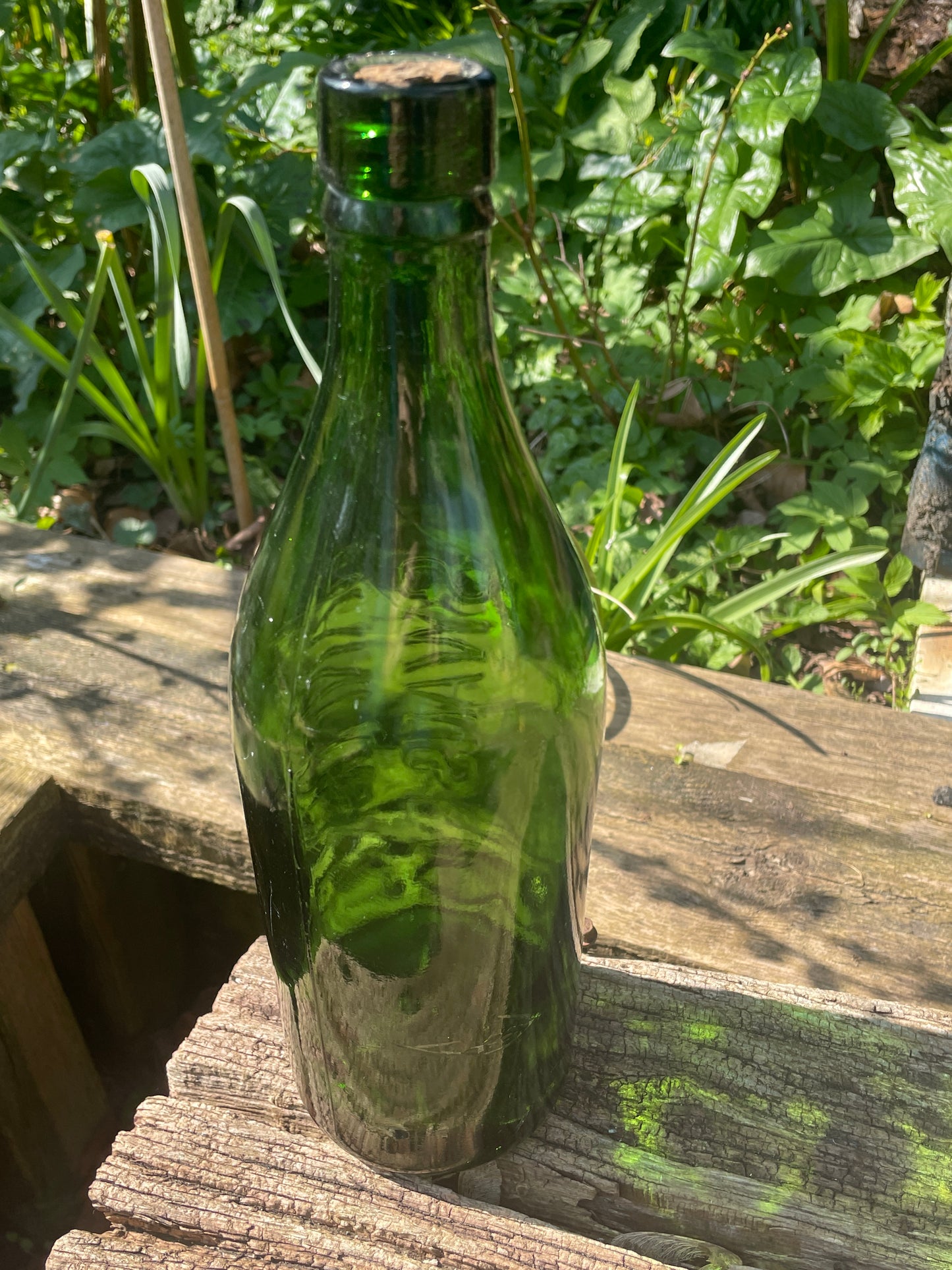 Large Vintage Hancocks Swansea green beer bottle 30cm tall