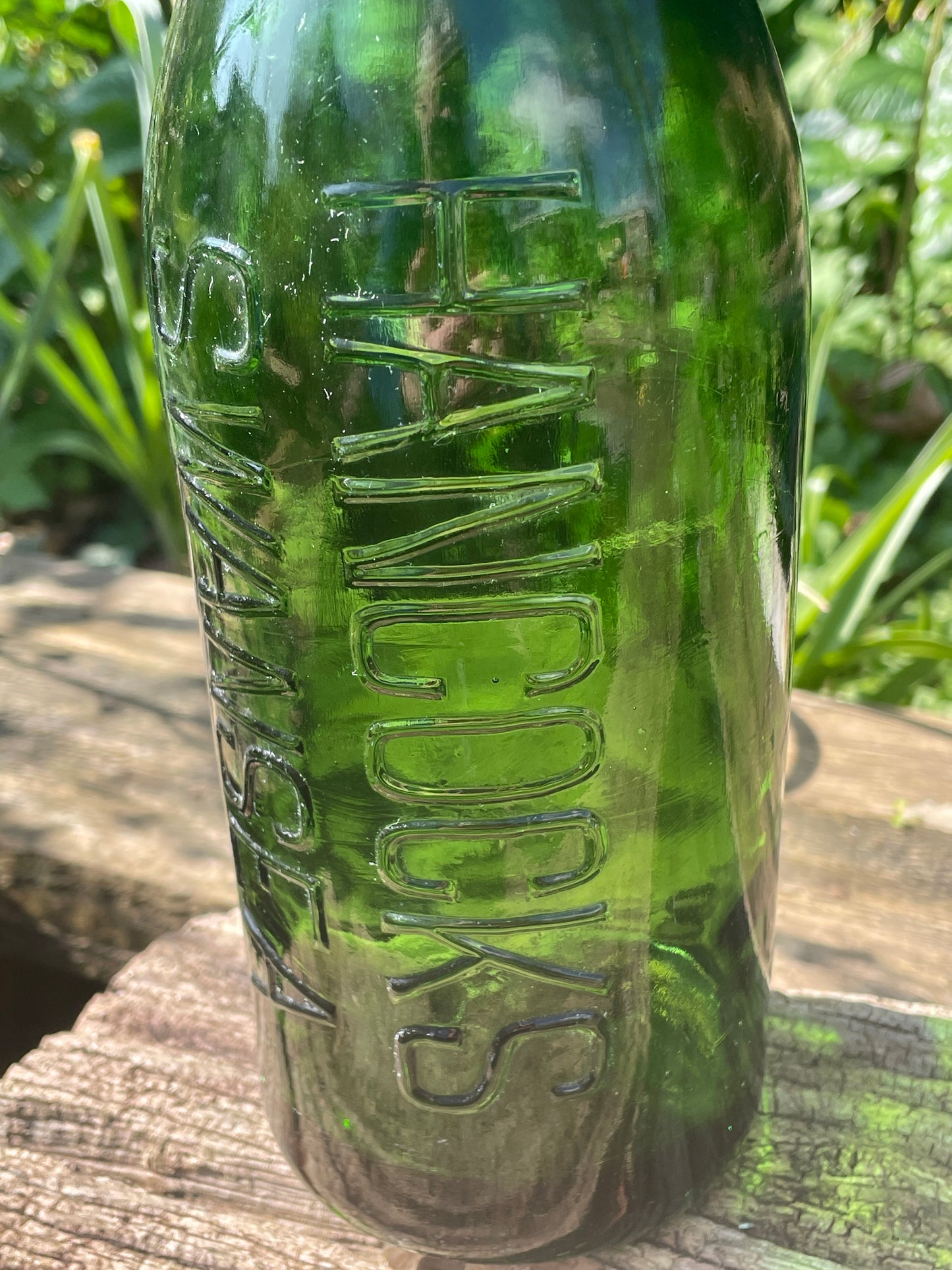 Large Vintage Hancocks Swansea green beer bottle 30cm tall