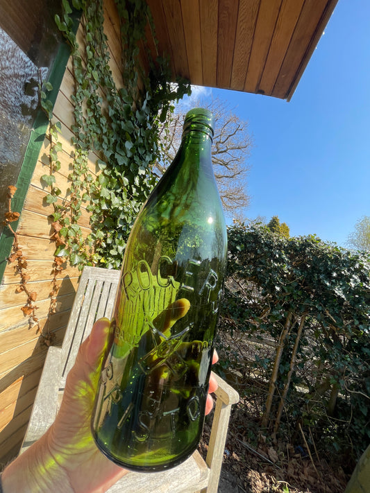 Rogers trade mark Bristol green glass ale bottle 30cm tall