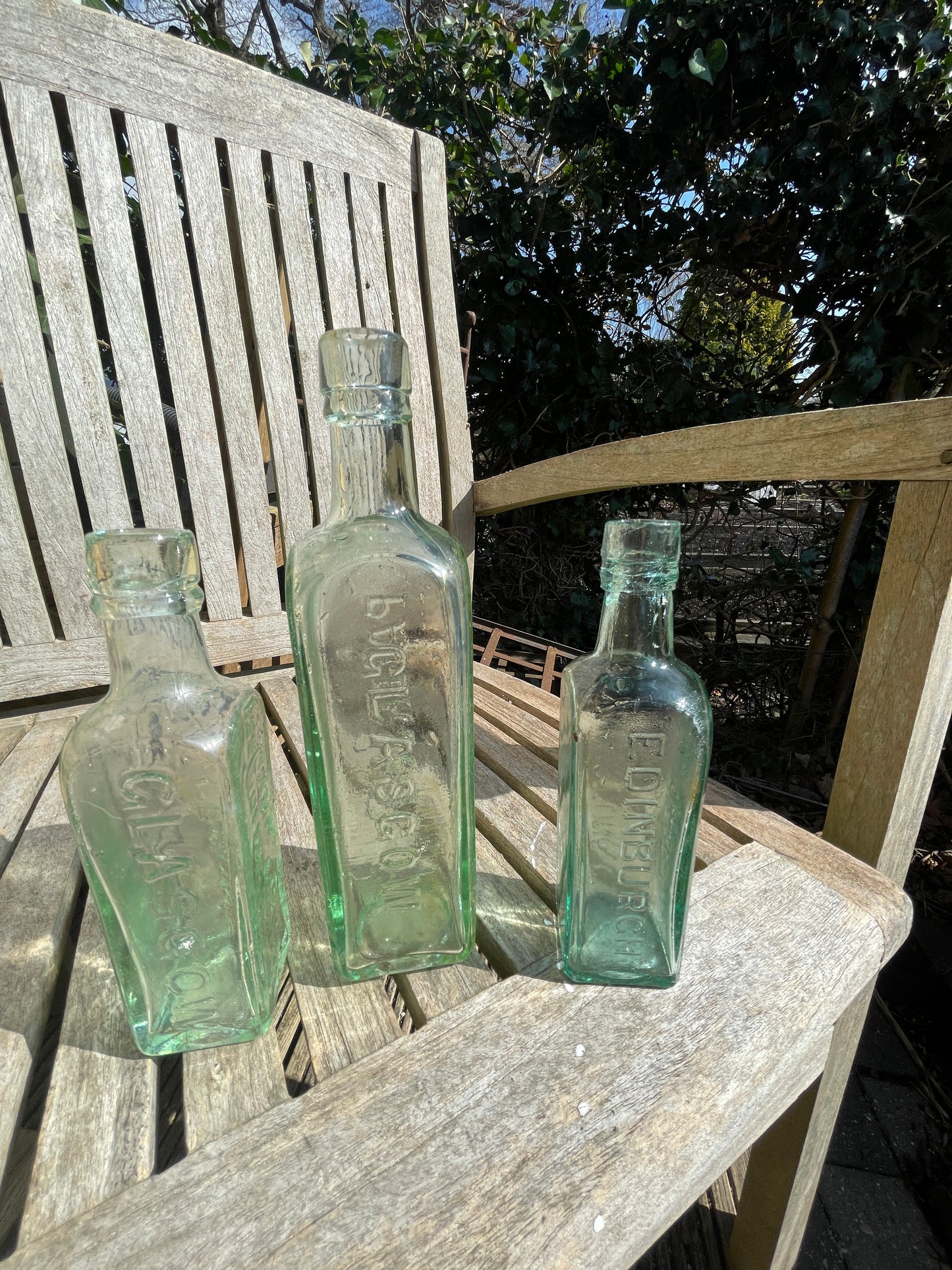 Three ESS Camp Coffee and chicory bottles two Glasgow and one Edinburgh