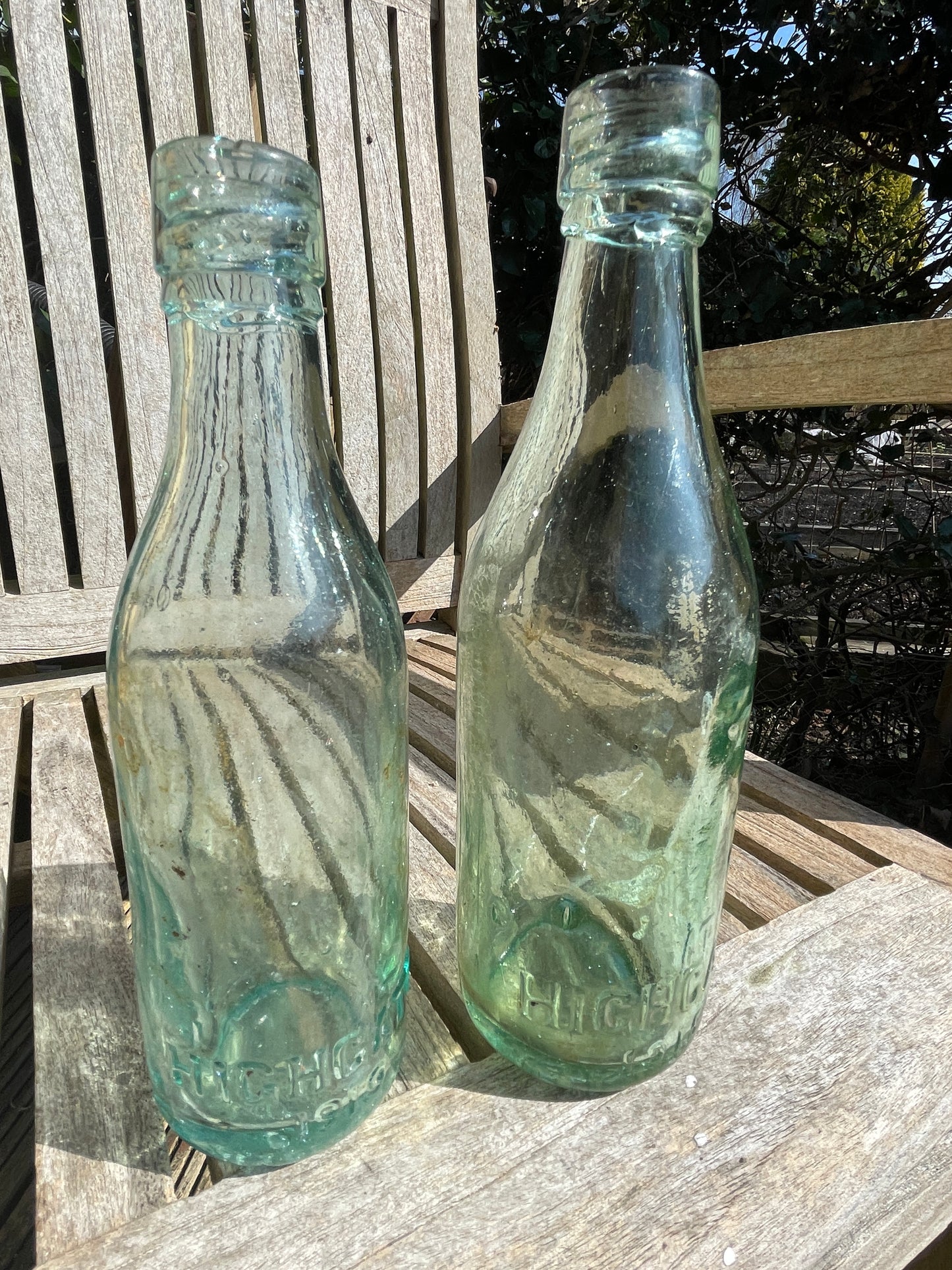Two Highgate Brewery clear glass bottles incl. 1919 First World War Peace Celebration bottle