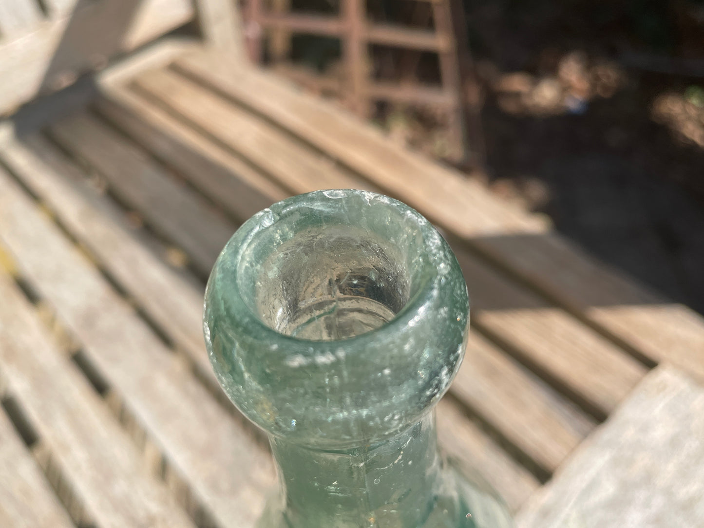 Two Victorian Ellis Ruthin Torpedo mineral water clear glass bottles c1890