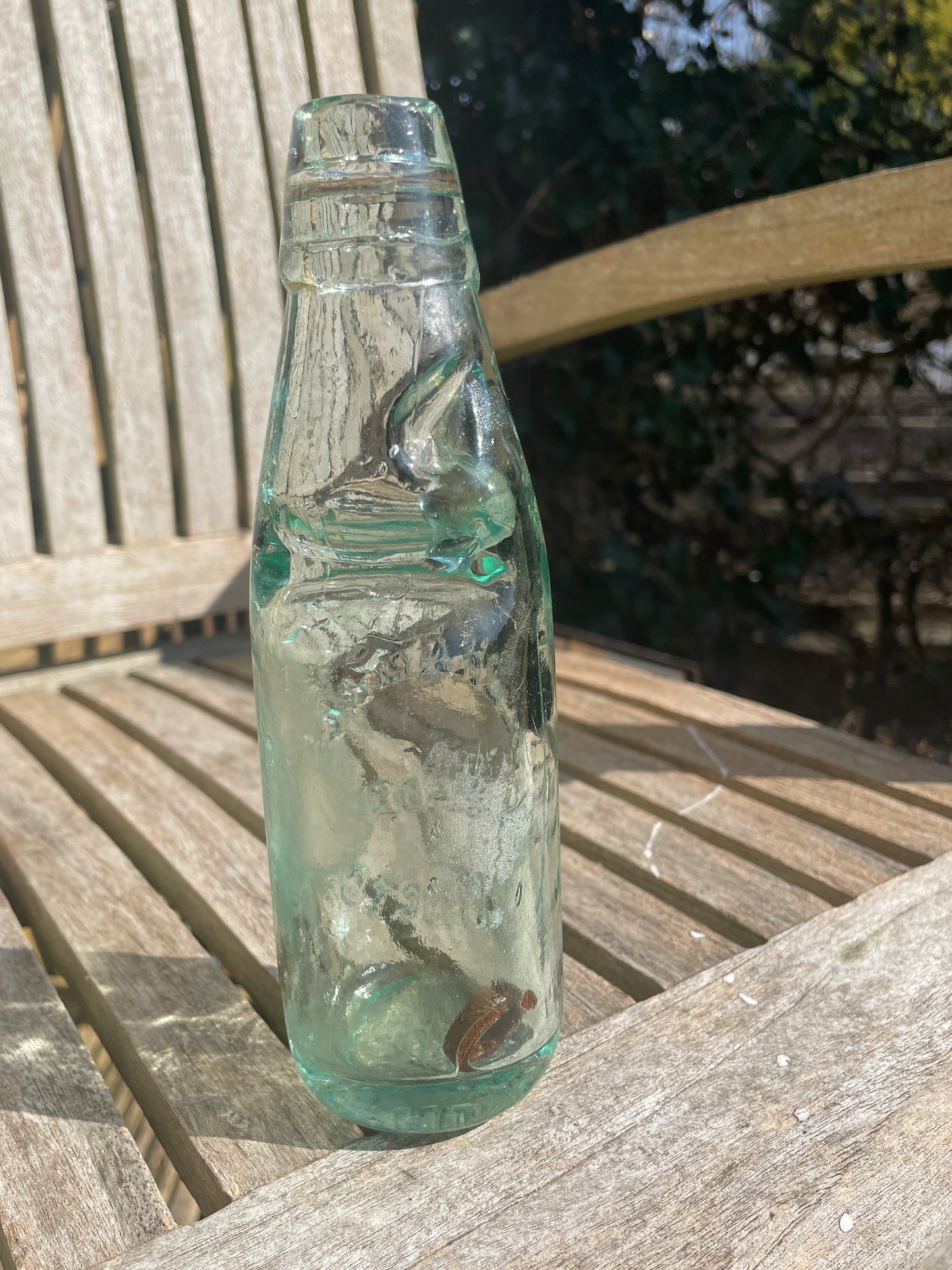 Original Oldham and Co. Rushden and Sherington 1906 clear cod bottle with marble