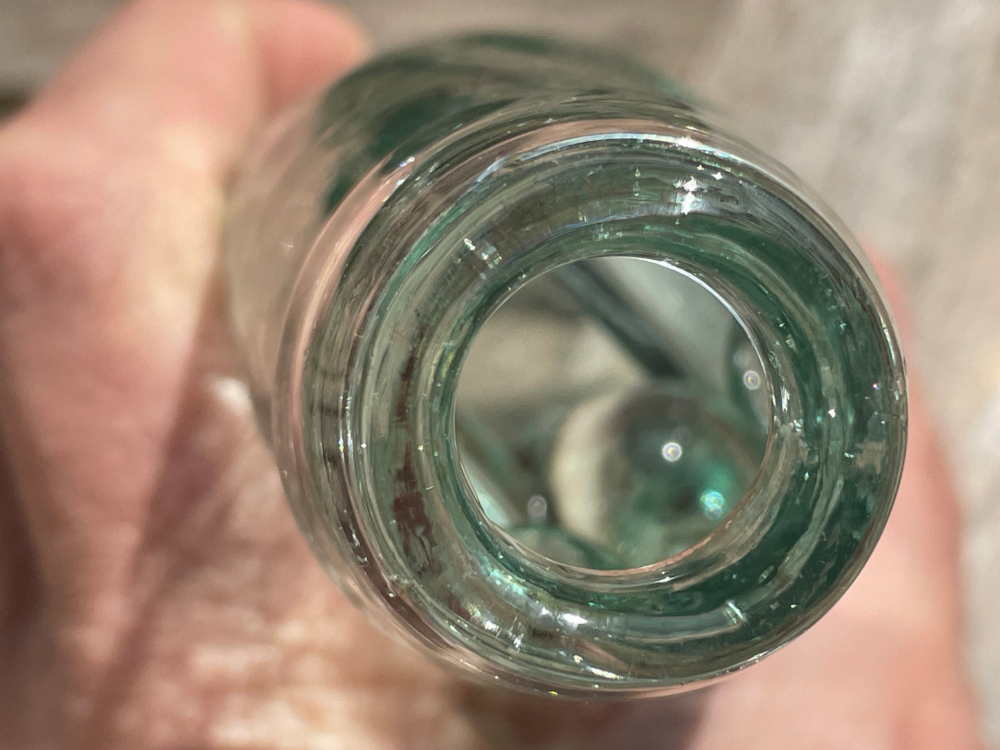 Original Oldham and Co. Rushden and Sherington 1906 clear cod bottle with marble