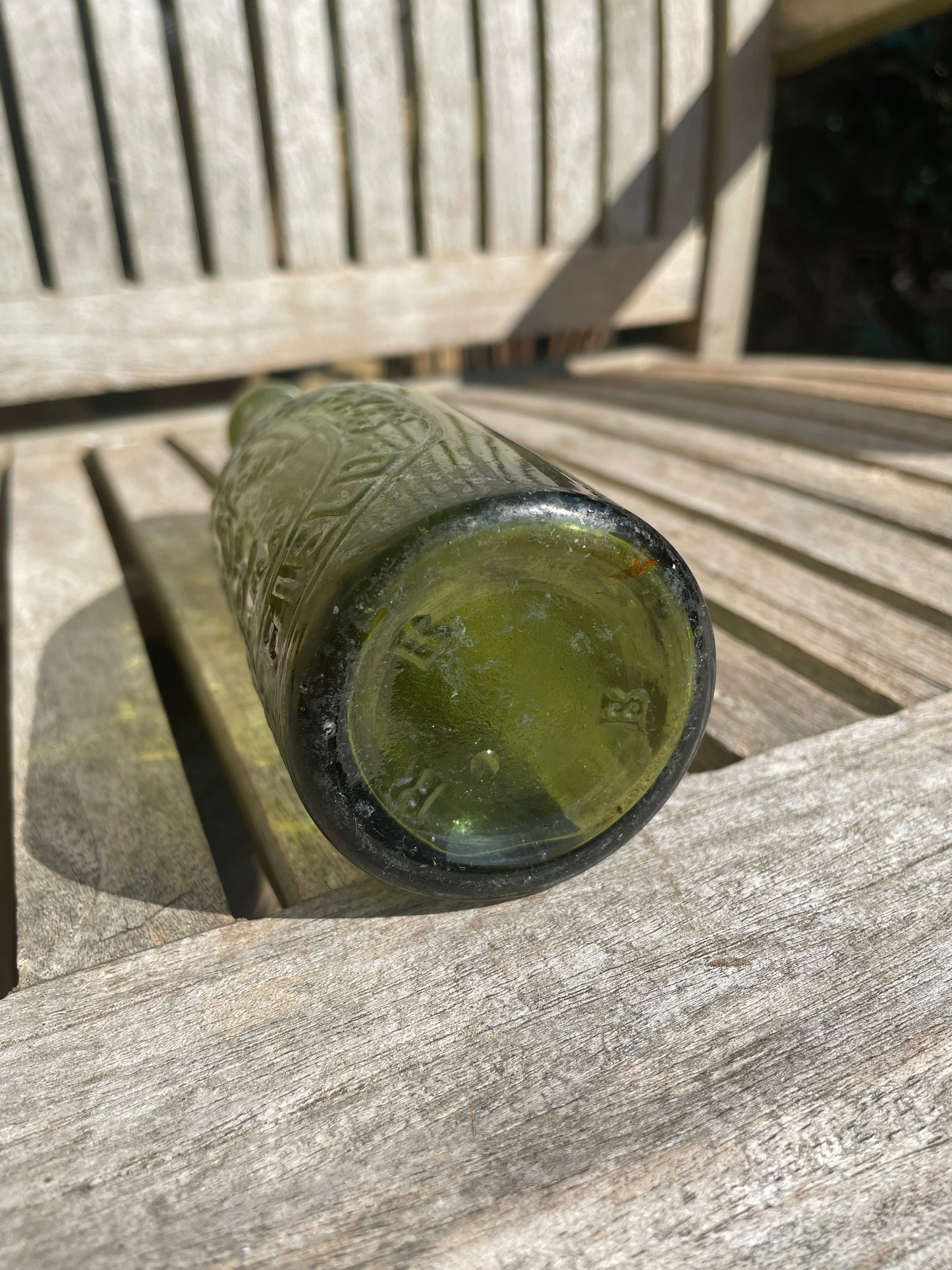 Antique Cronshaw and Sparkes Sheffield green mineral water bottle 1920's