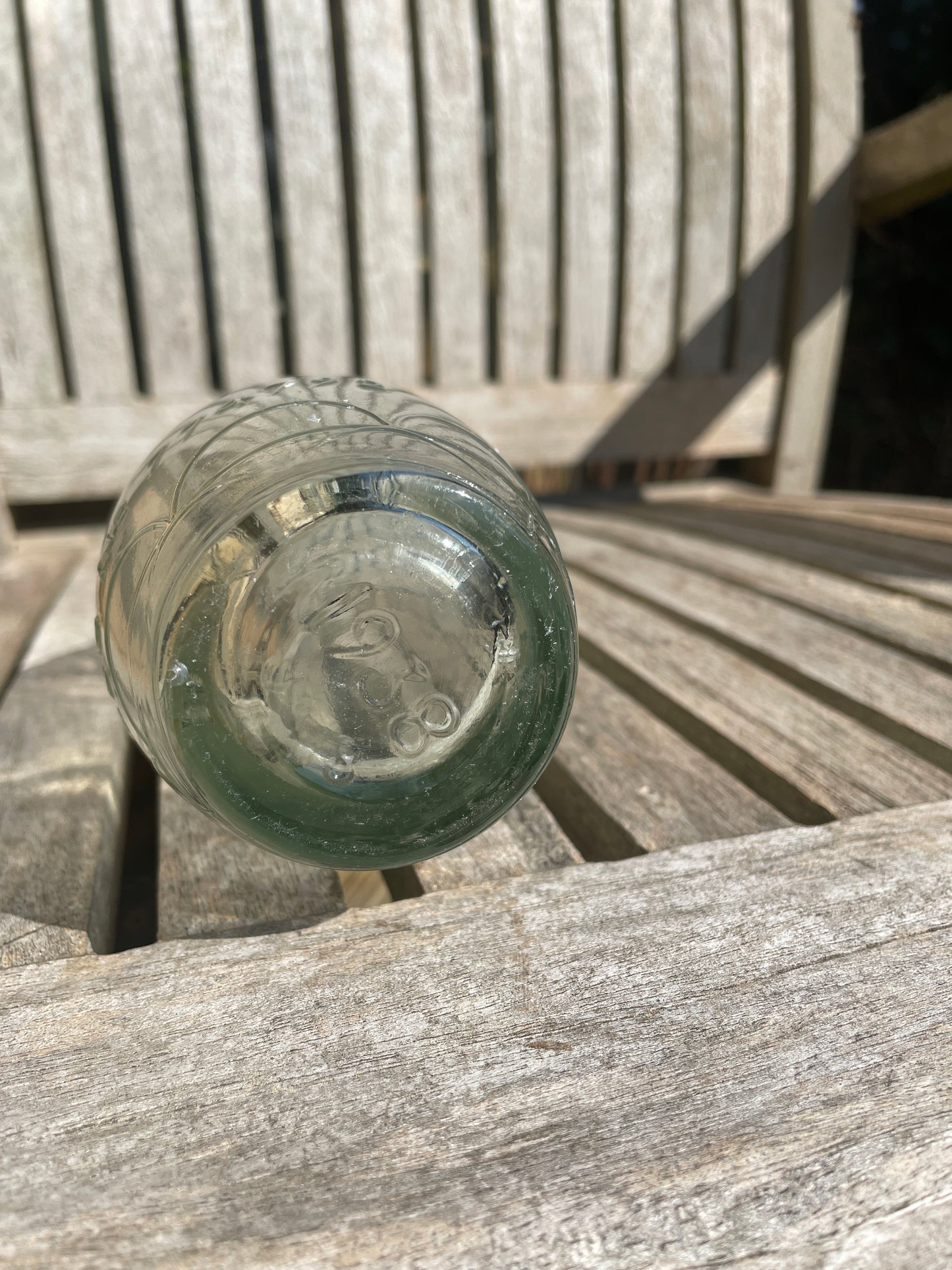 Original decorative Smith and Co. The Brewery Oundle torpedo shaped clear glass bottle 1938
