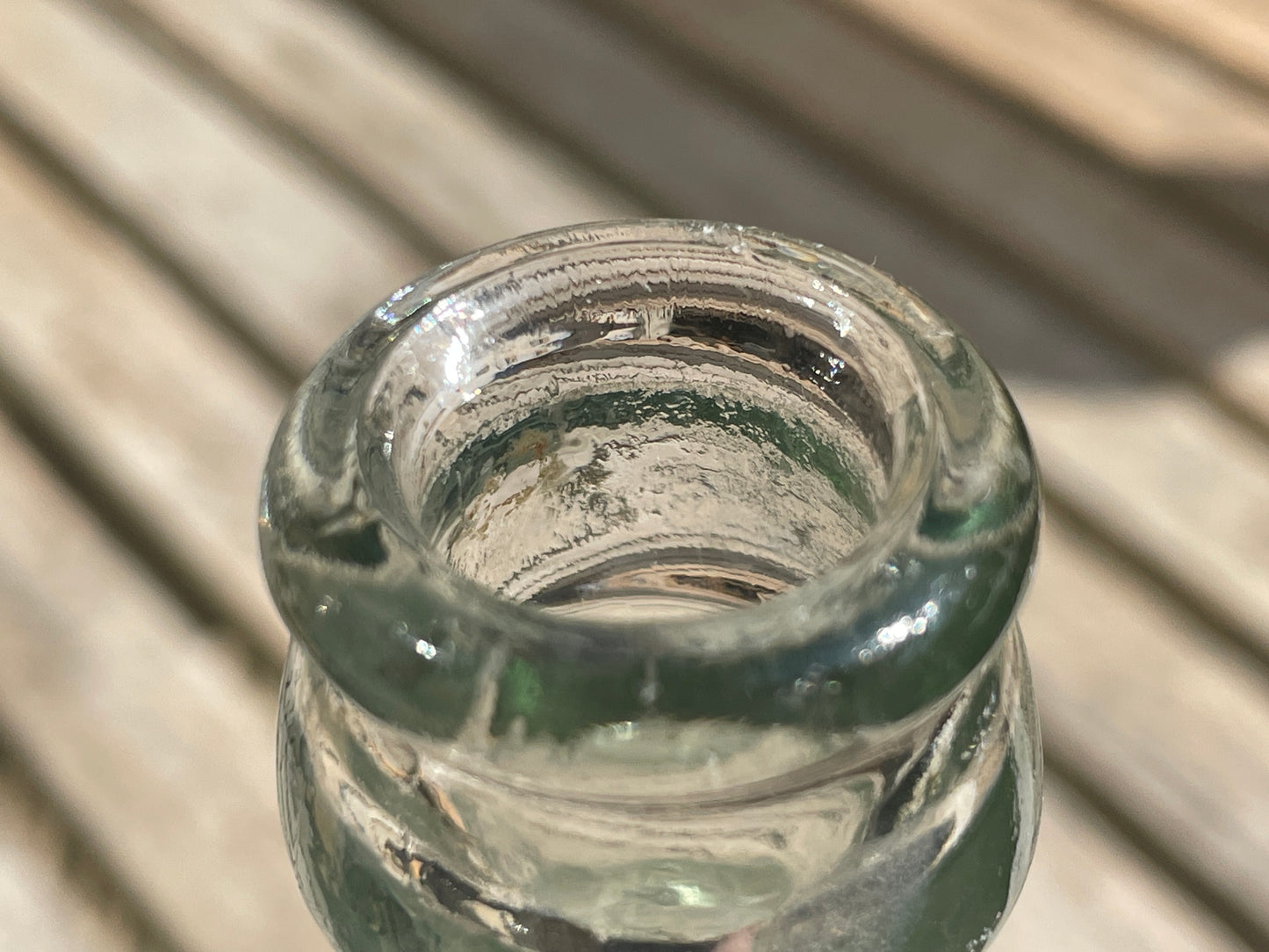 Original decorative Smith and Co. The Brewery Oundle torpedo shaped clear glass bottle 1938